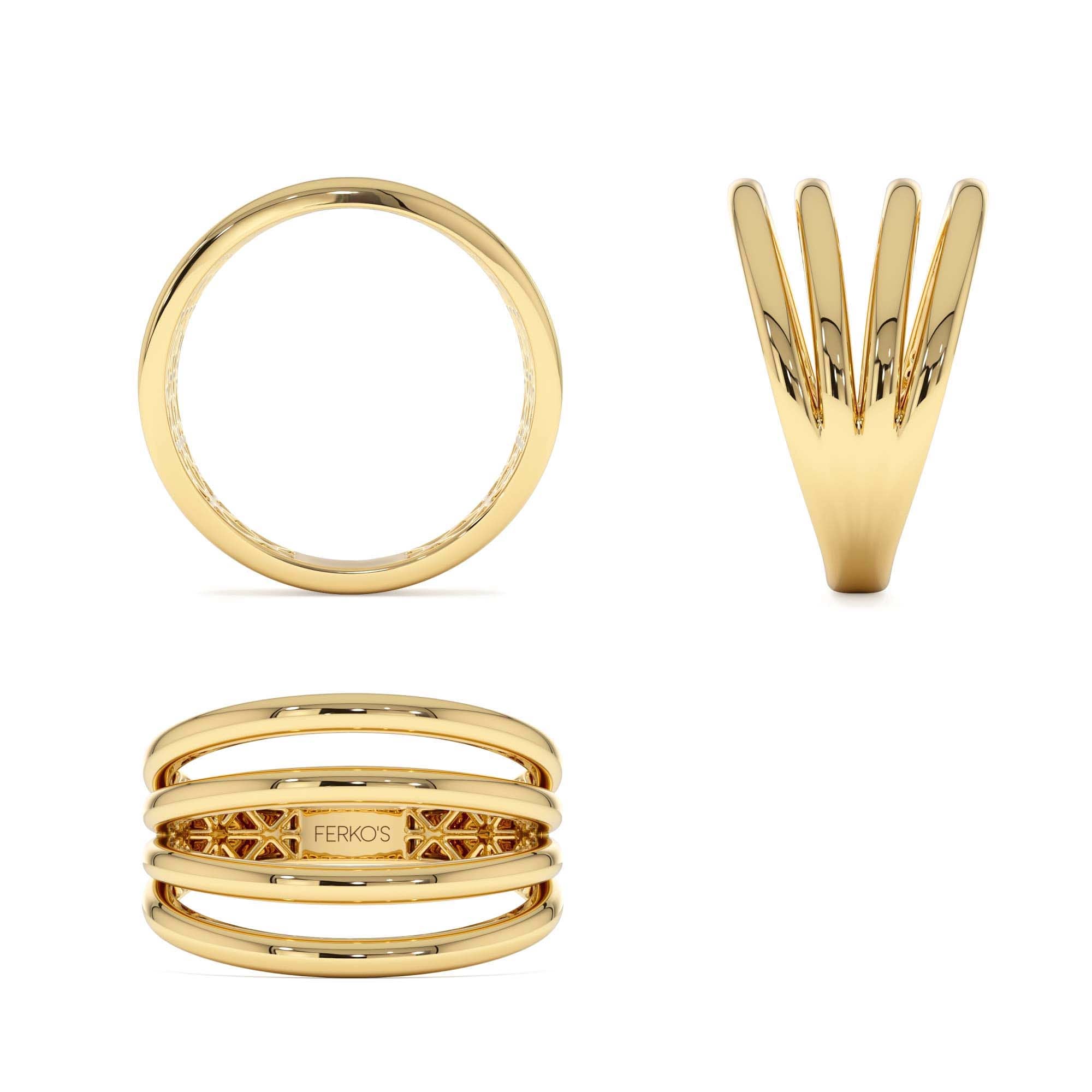 14k Gold Four Band Statement Ring - view 5