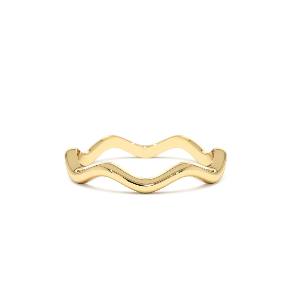 14k Gold Minimalist Wave Ring by Orlina Fine