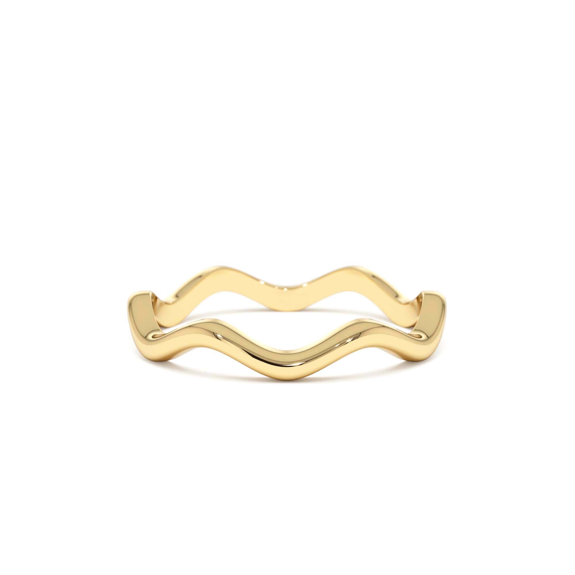 14k Gold Minimalist Wave Ring by Orlina Fine