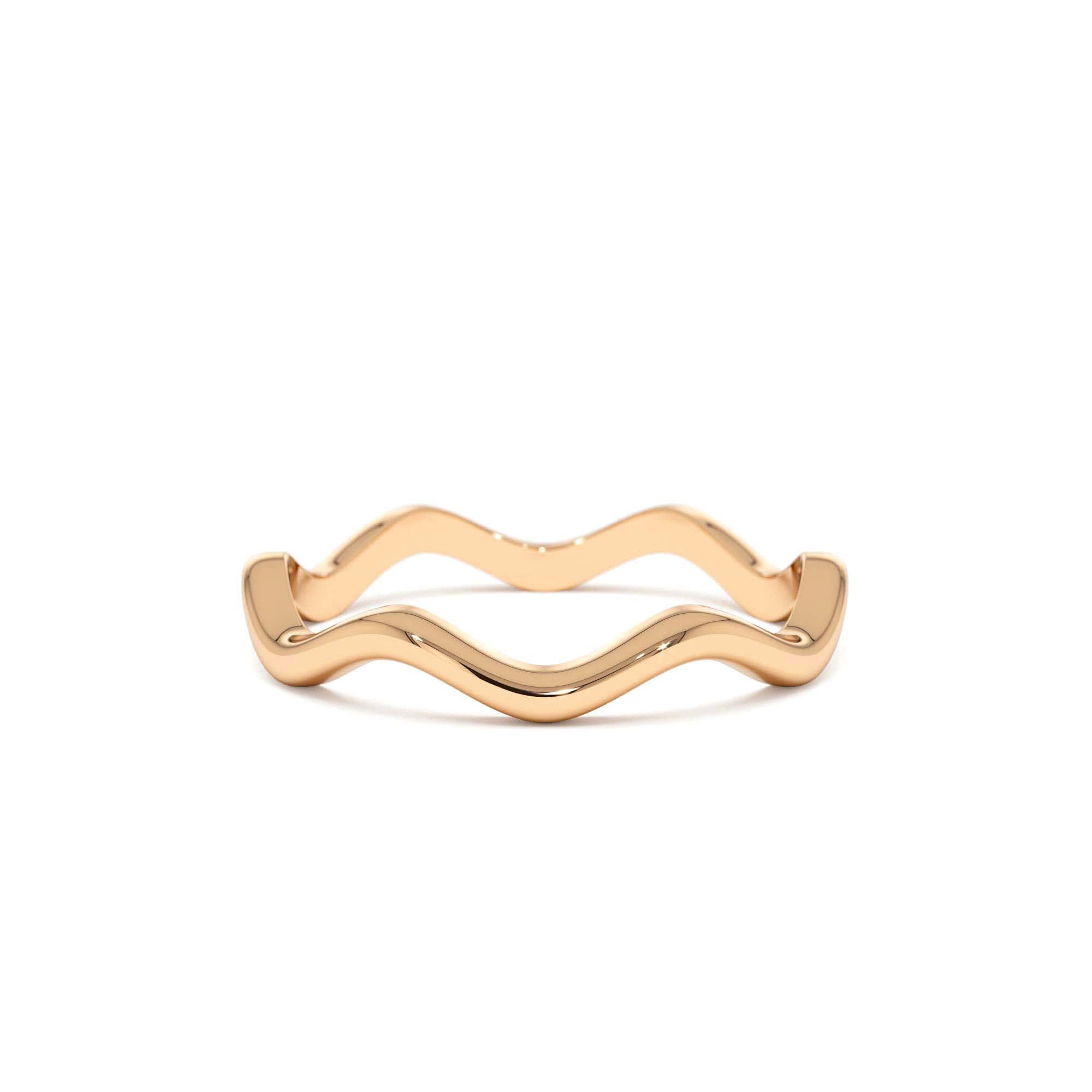 14k Gold Minimalist Wave Ring - view 2