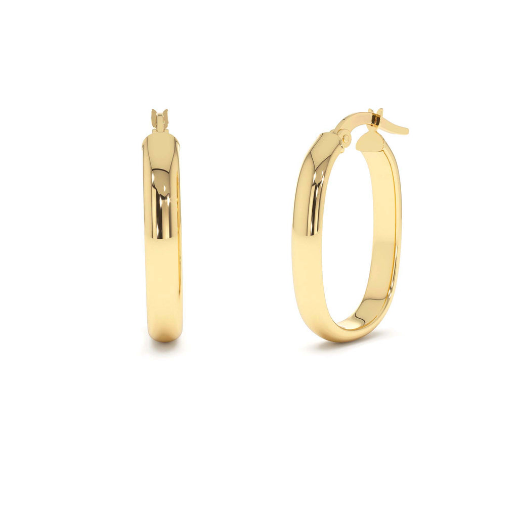 14K Gold Oval Dome Hoop Earrings by Orlina Fine