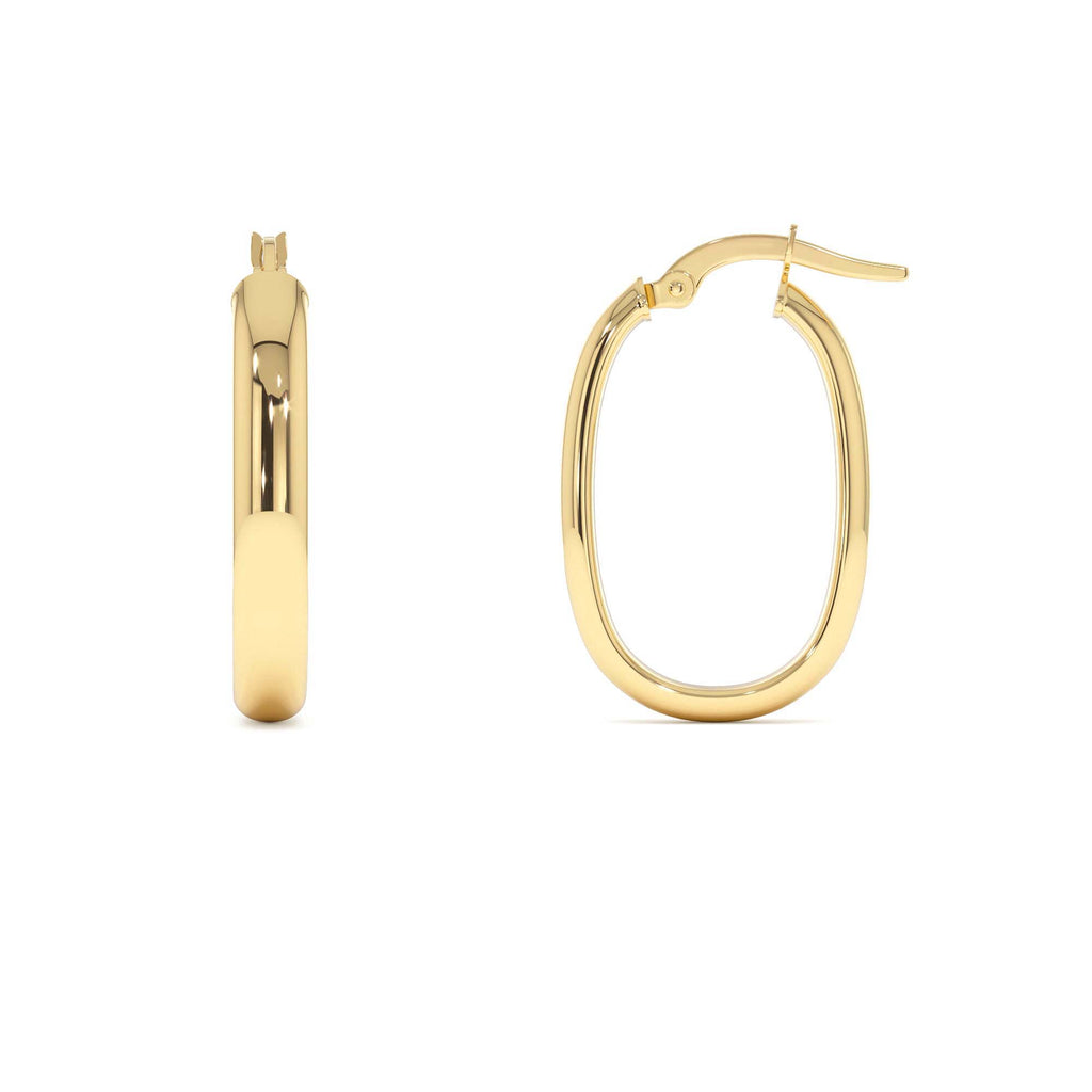 14K Gold Oval Dome Hoop Earrings - view 2
