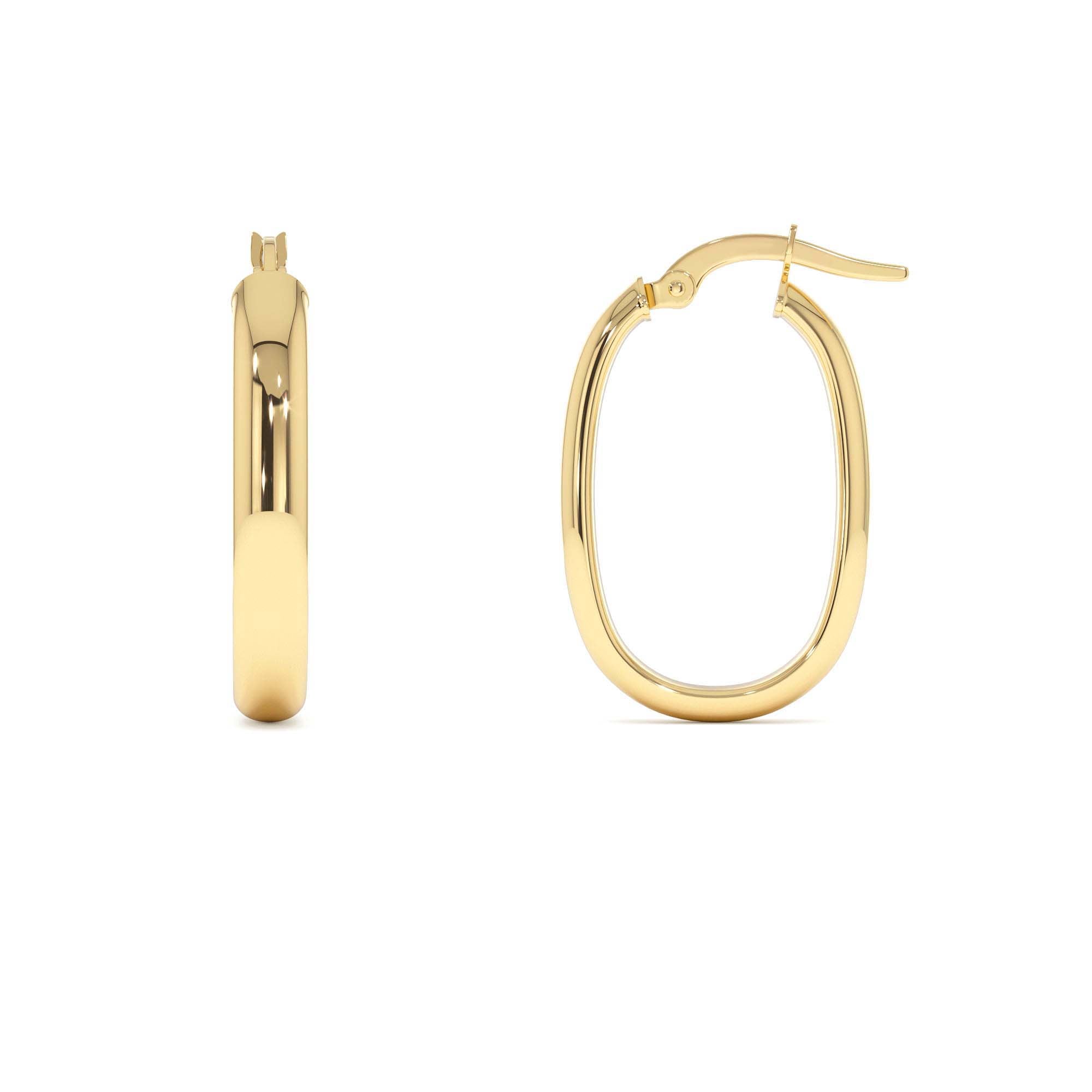 14K Gold Oval Dome Hoop Earrings - view 2