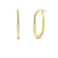 14K Gold Twisted Rope Oval Hoop Earrings by Orlina Fine