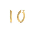 14K Gold Twist Rope Hoop Earrings 25MM by Orlina Fine