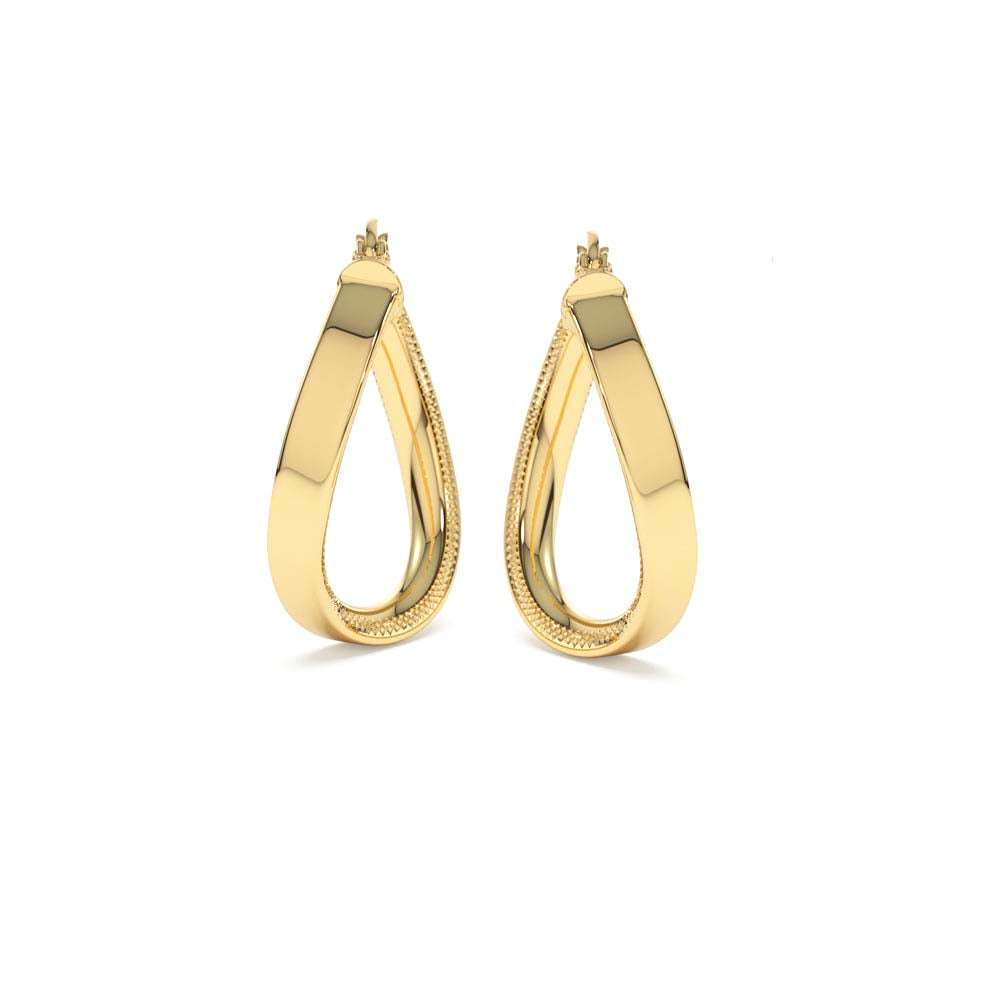 14K Unique Style Latch Back Gold Hoop Earrings by Orlina Fine