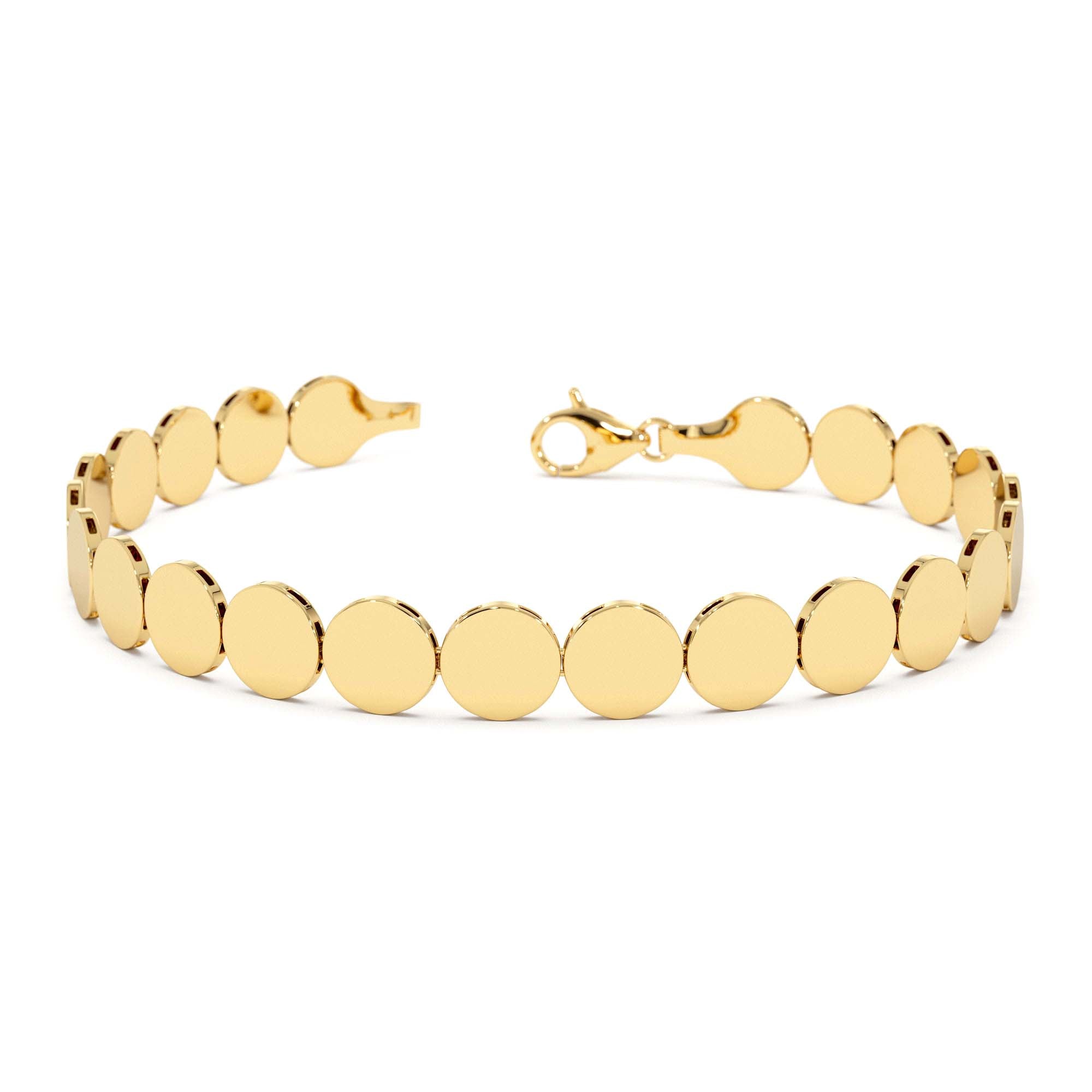14K Gold 6.5MM Wide Round Link Bracelet by Orlina Fine