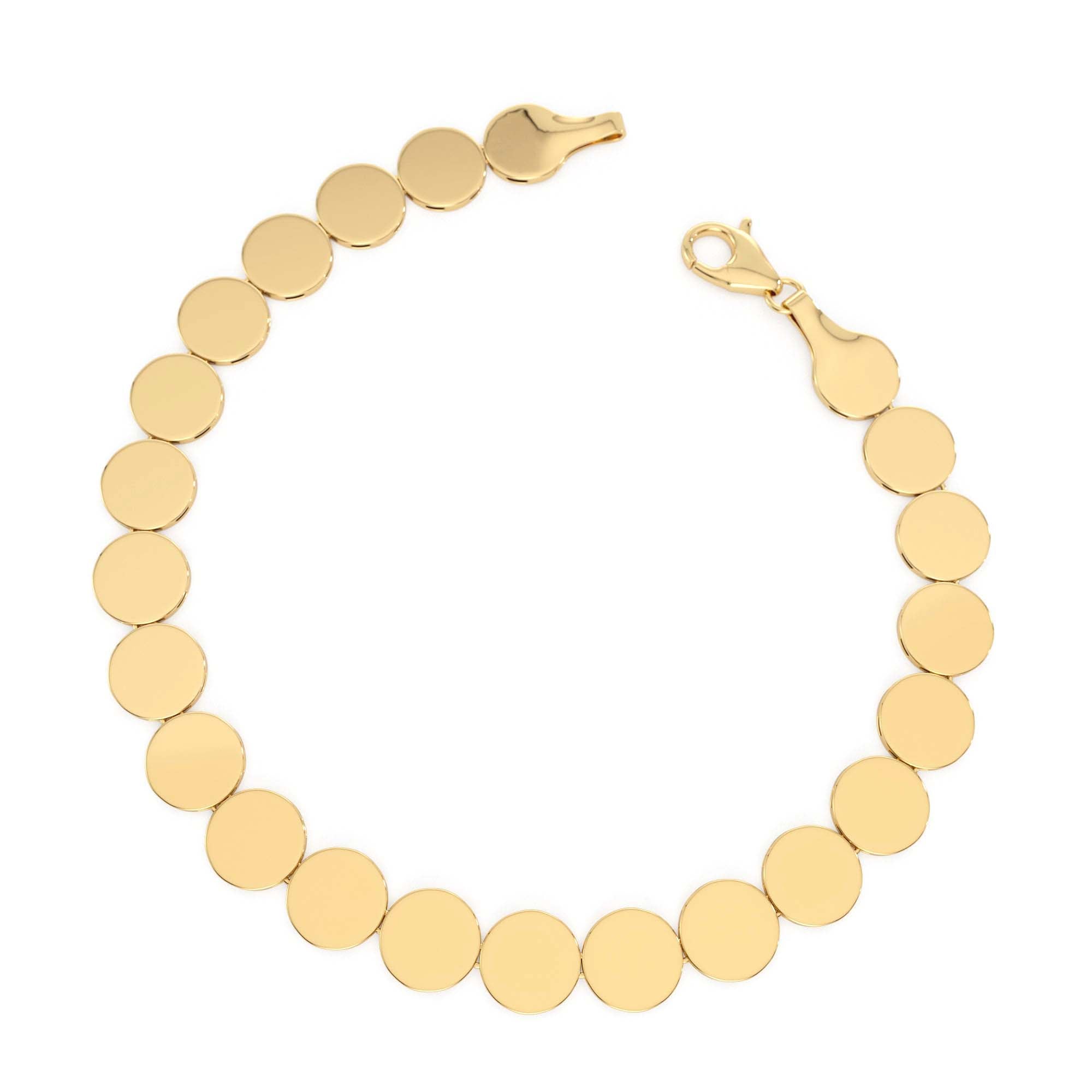 14K Gold 6.5MM Wide Round Link Bracelet - view 2