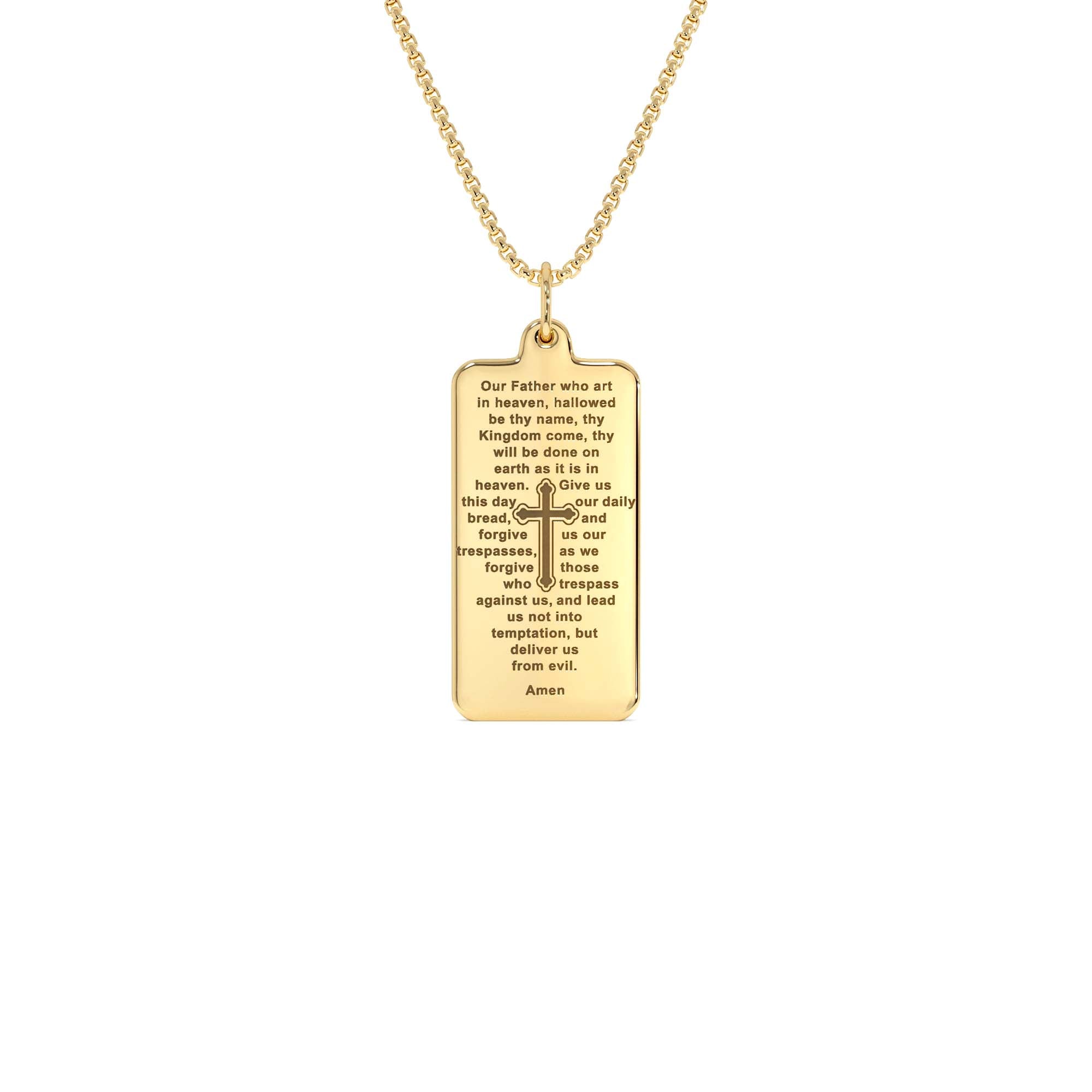 14K Lord’s Prayer Tag Pendant by Orlina Fine