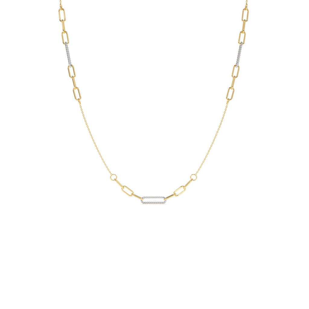 14k Two-Tone Link Layering Paperclip Necklace by Orlina Fine
