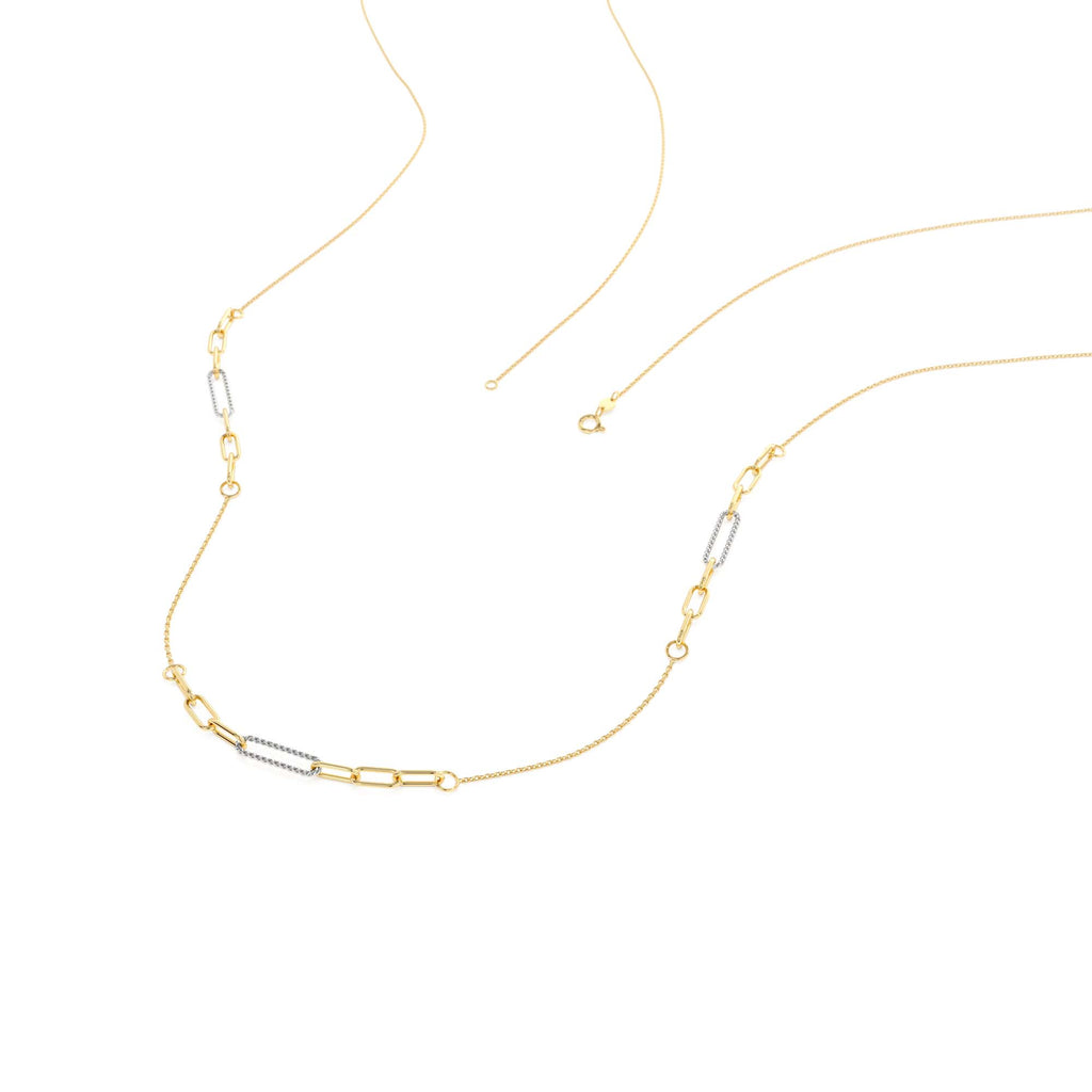 14k Two-Tone Link Layering Paperclip Necklace - view 2