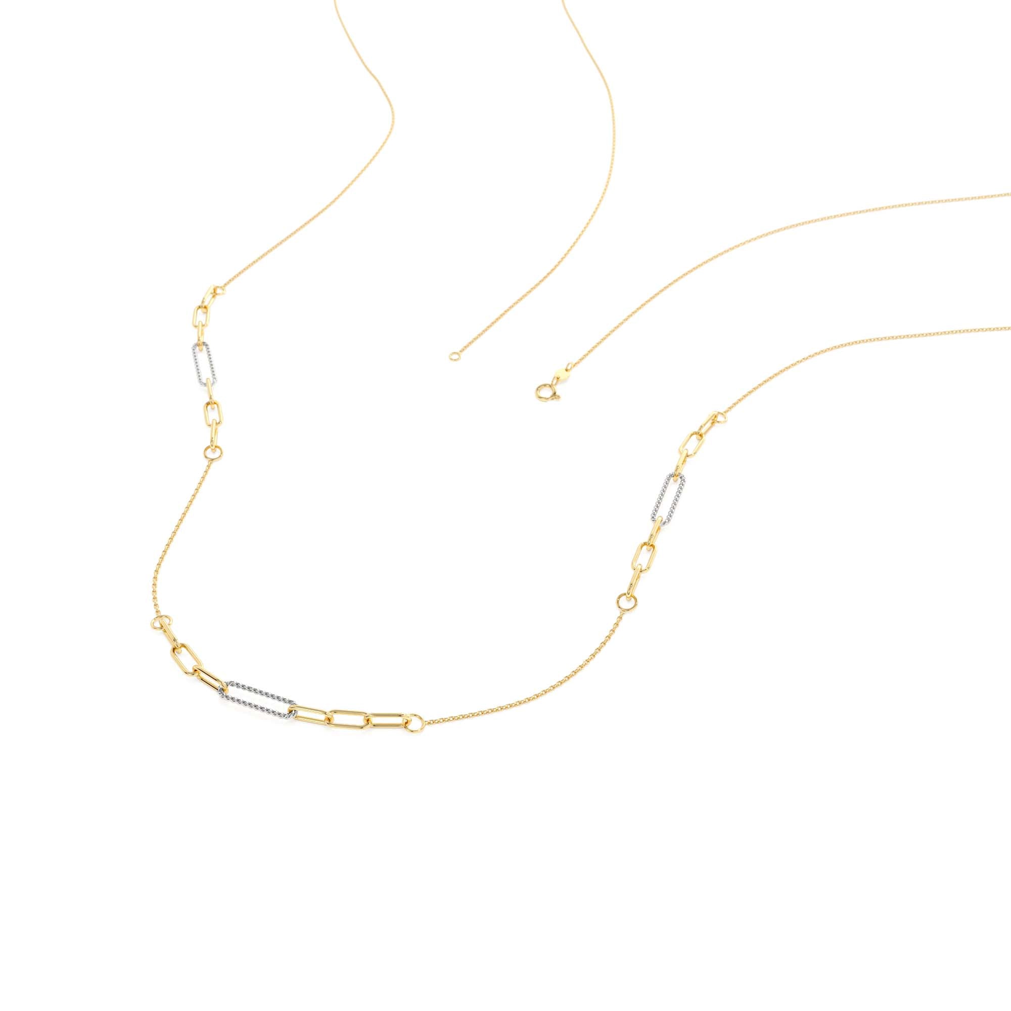 14k Two-Tone Link Layering Paperclip Necklace - view 2