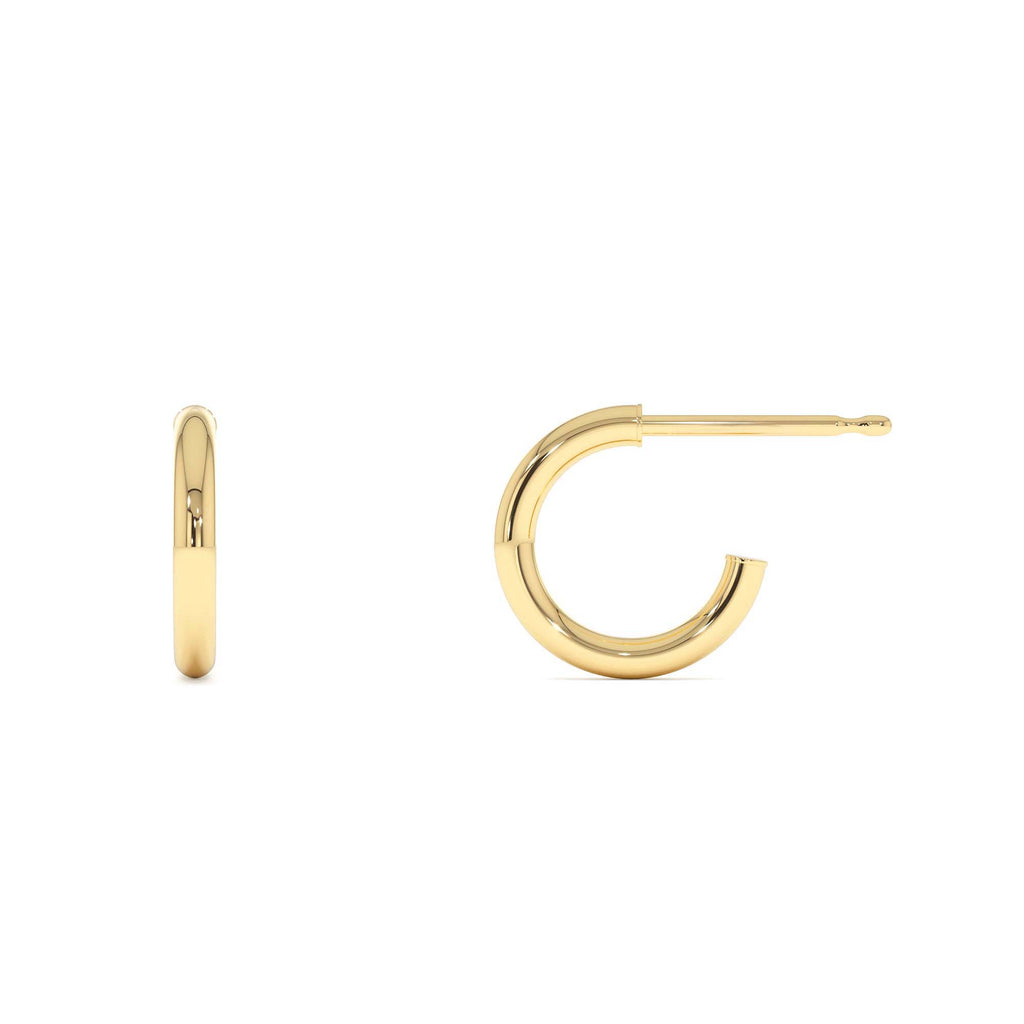 14K 2MM Dainty Gold Hoops - view 2