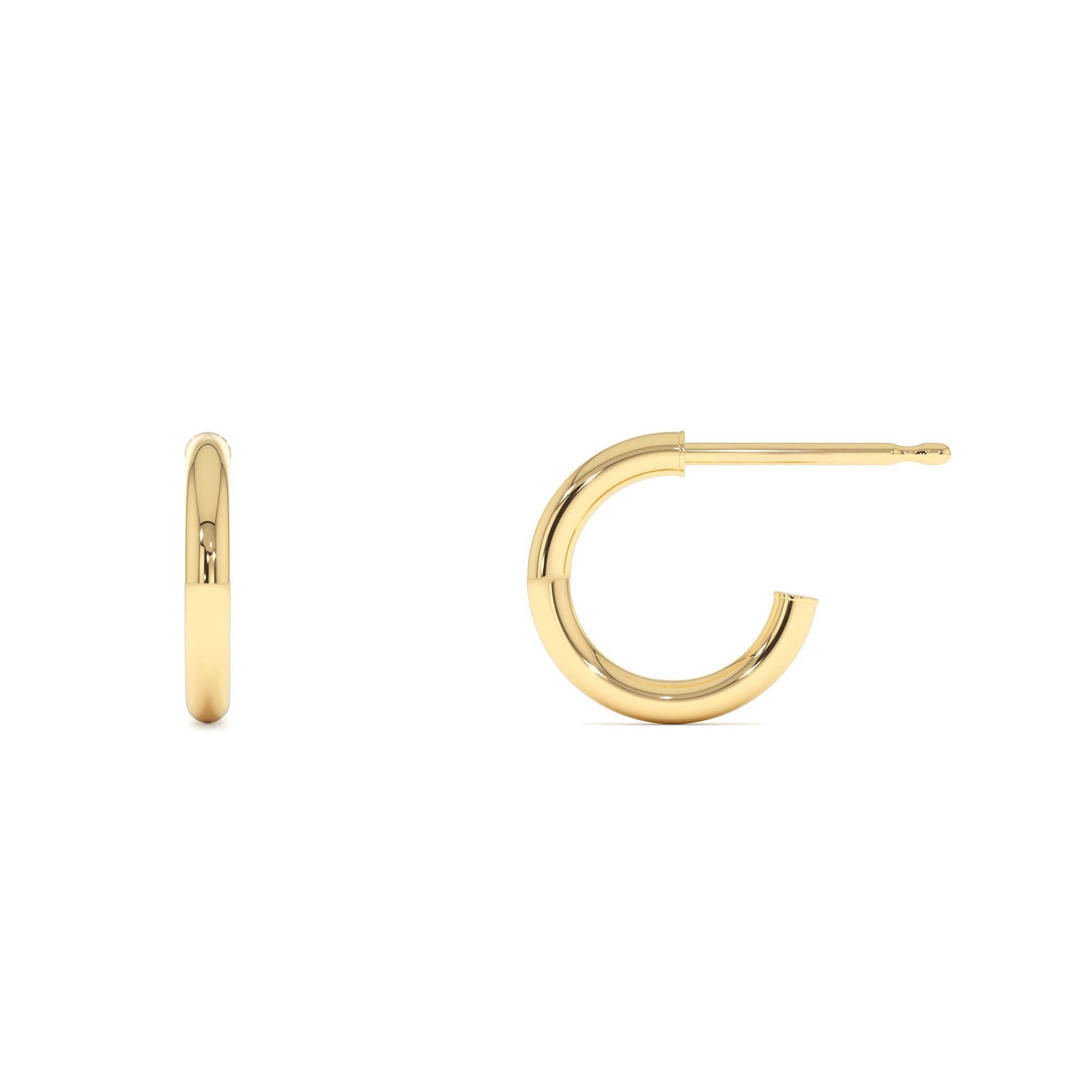 14K 2MM Dainty Gold Hoops - view 2