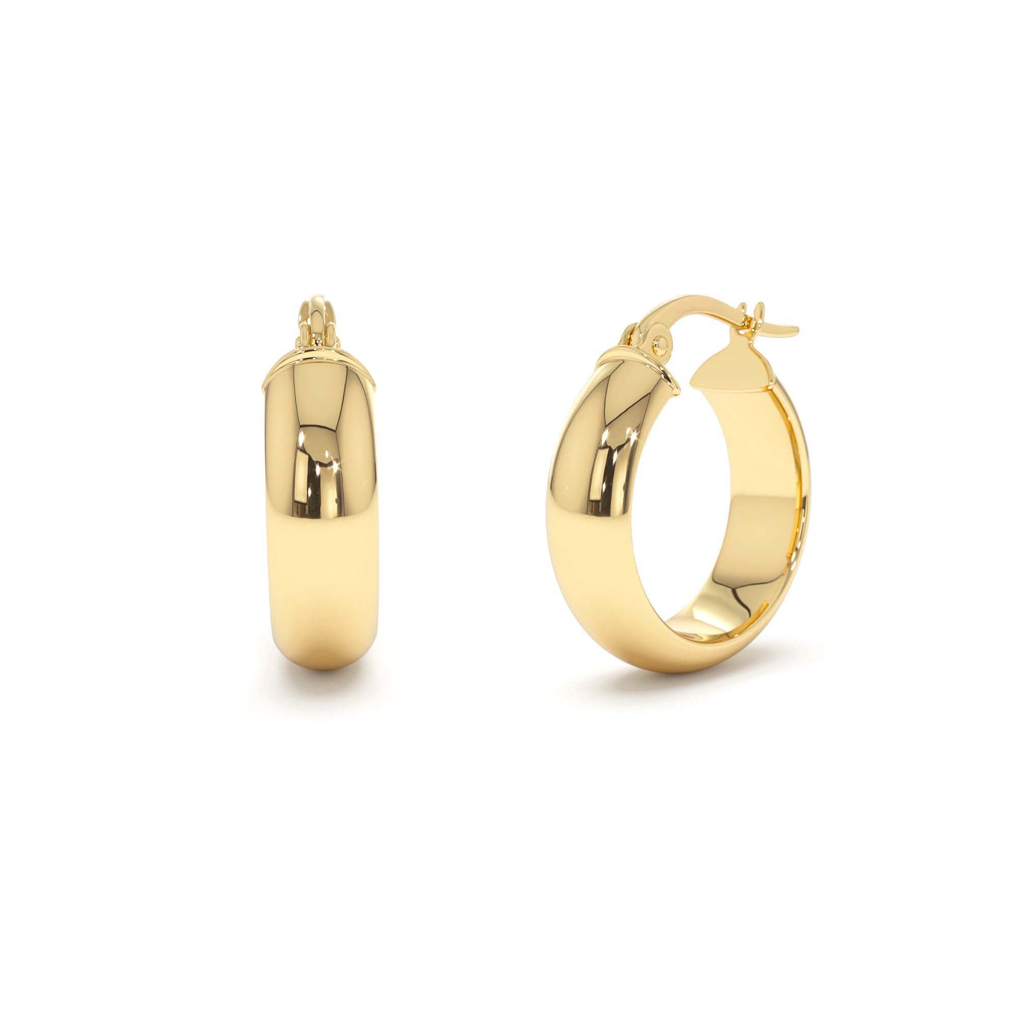 14k Gold 6MM Wide Hoops by Orlina Fine