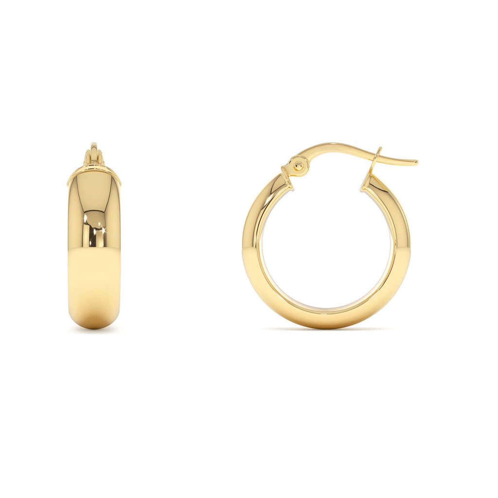 14k Gold 6MM Wide Hoops - view 2