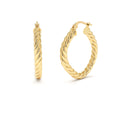 14k Twisted Rope Squared off Hoop Earrings by Orlina Fine