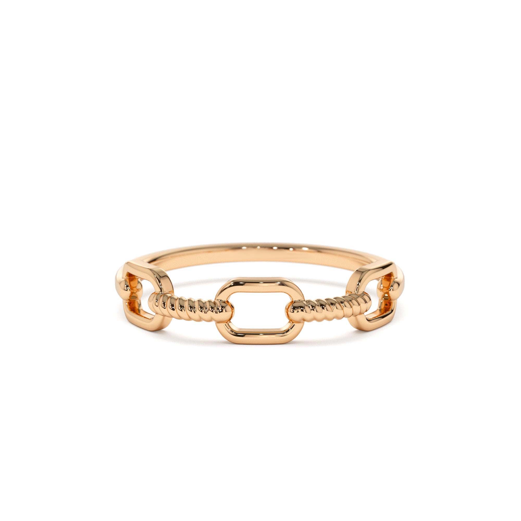 14K Twisted Unique Rope Band - view 2