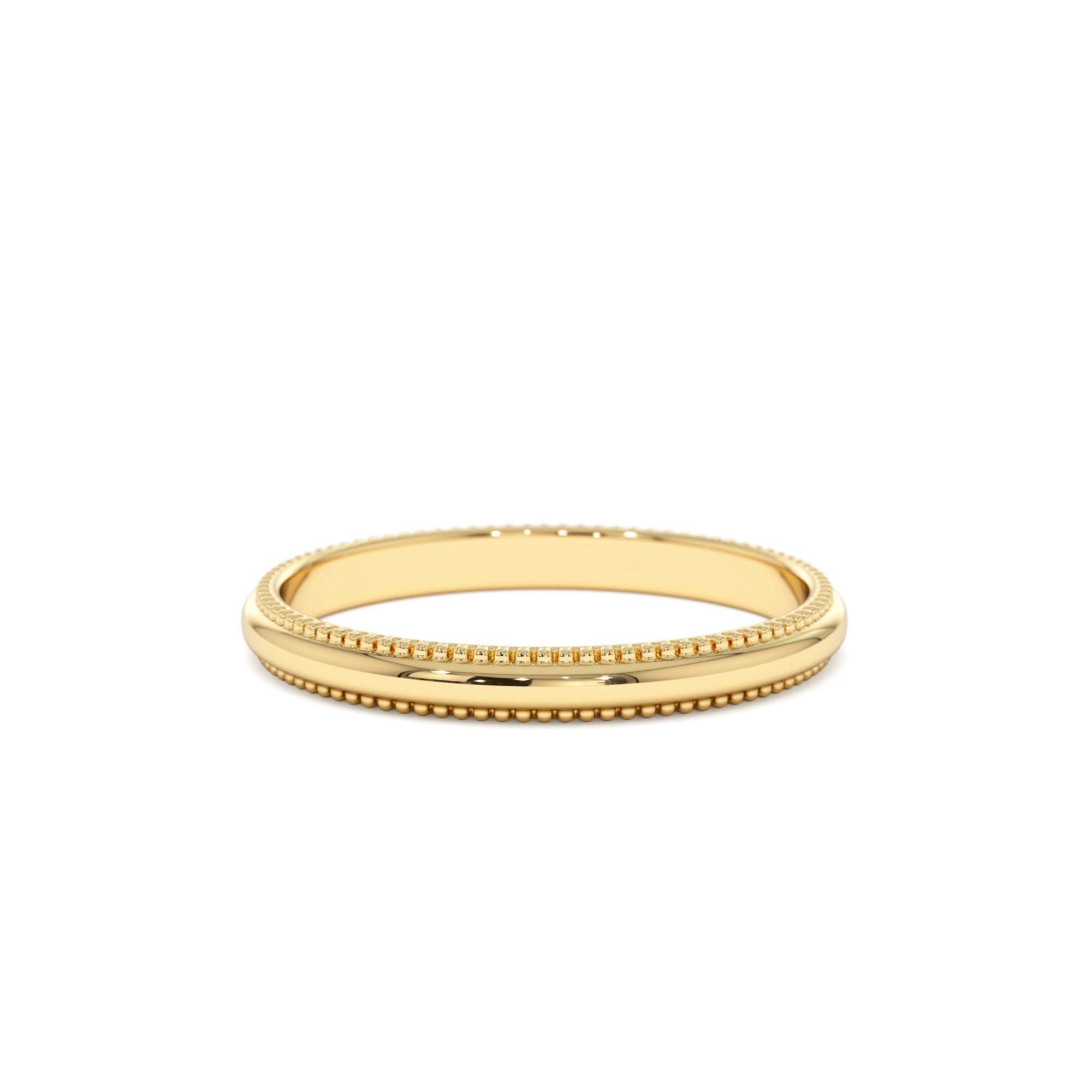 14kt Milgraine Edge Wedding Band by Orlina Fine
