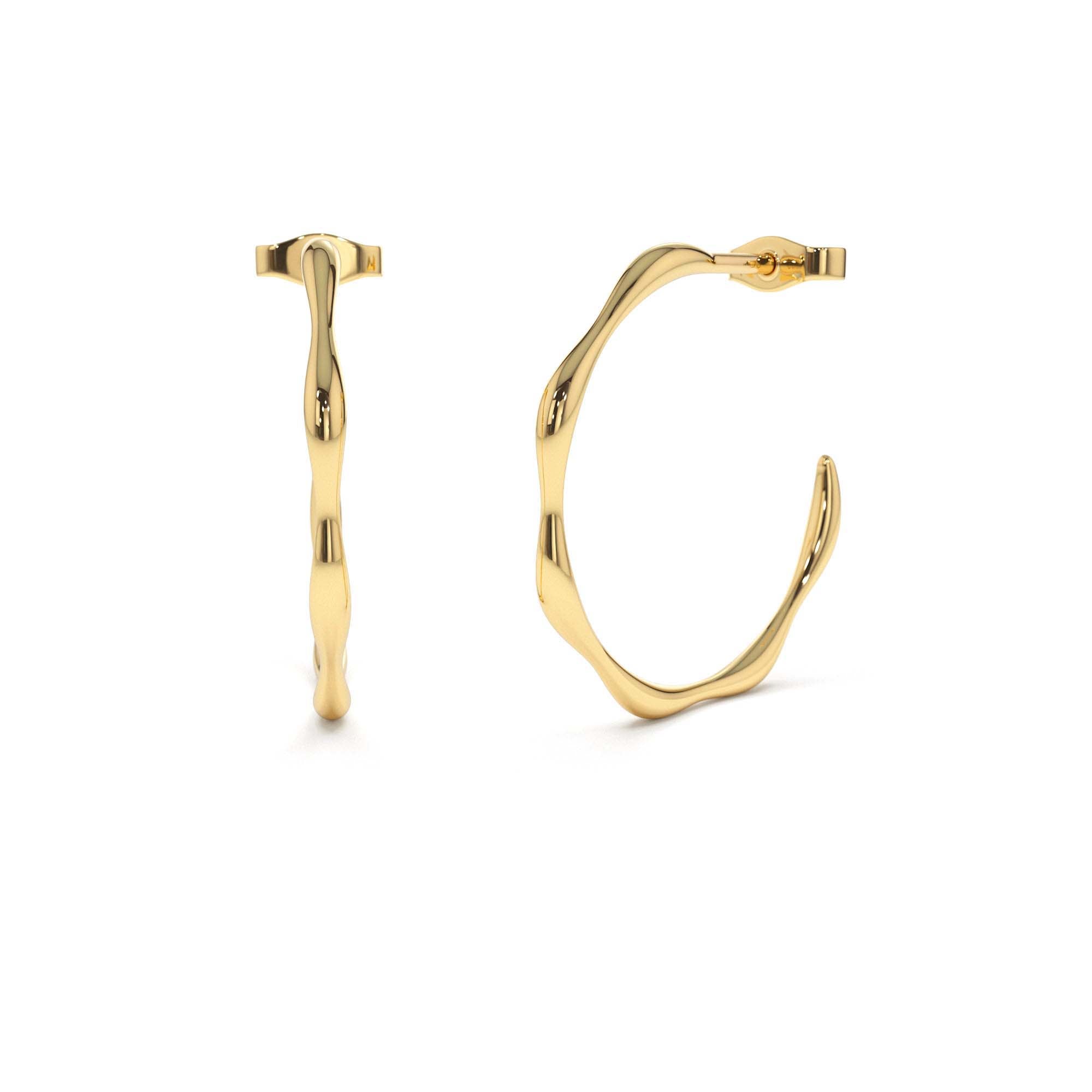 14K Large Wave Hoop Earrings by Orlina Fine