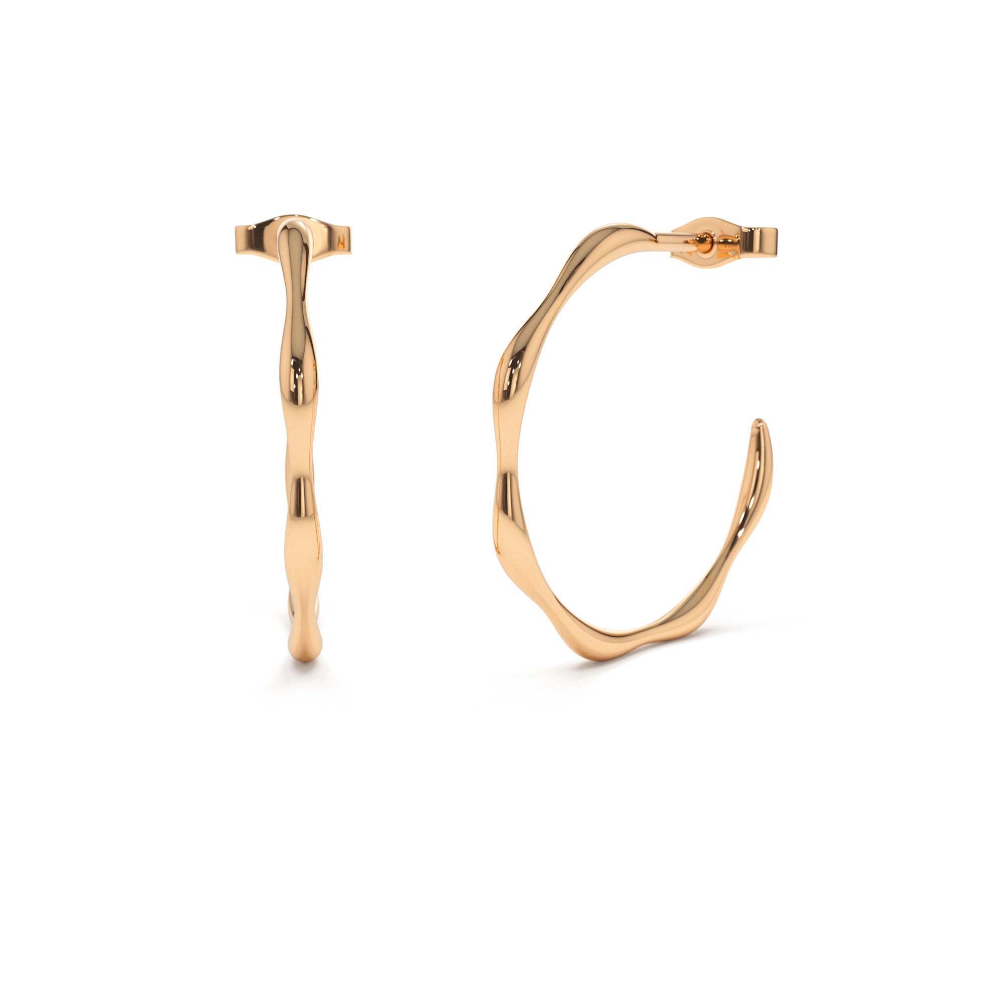 14K Large Wave Hoop Earrings - view 2