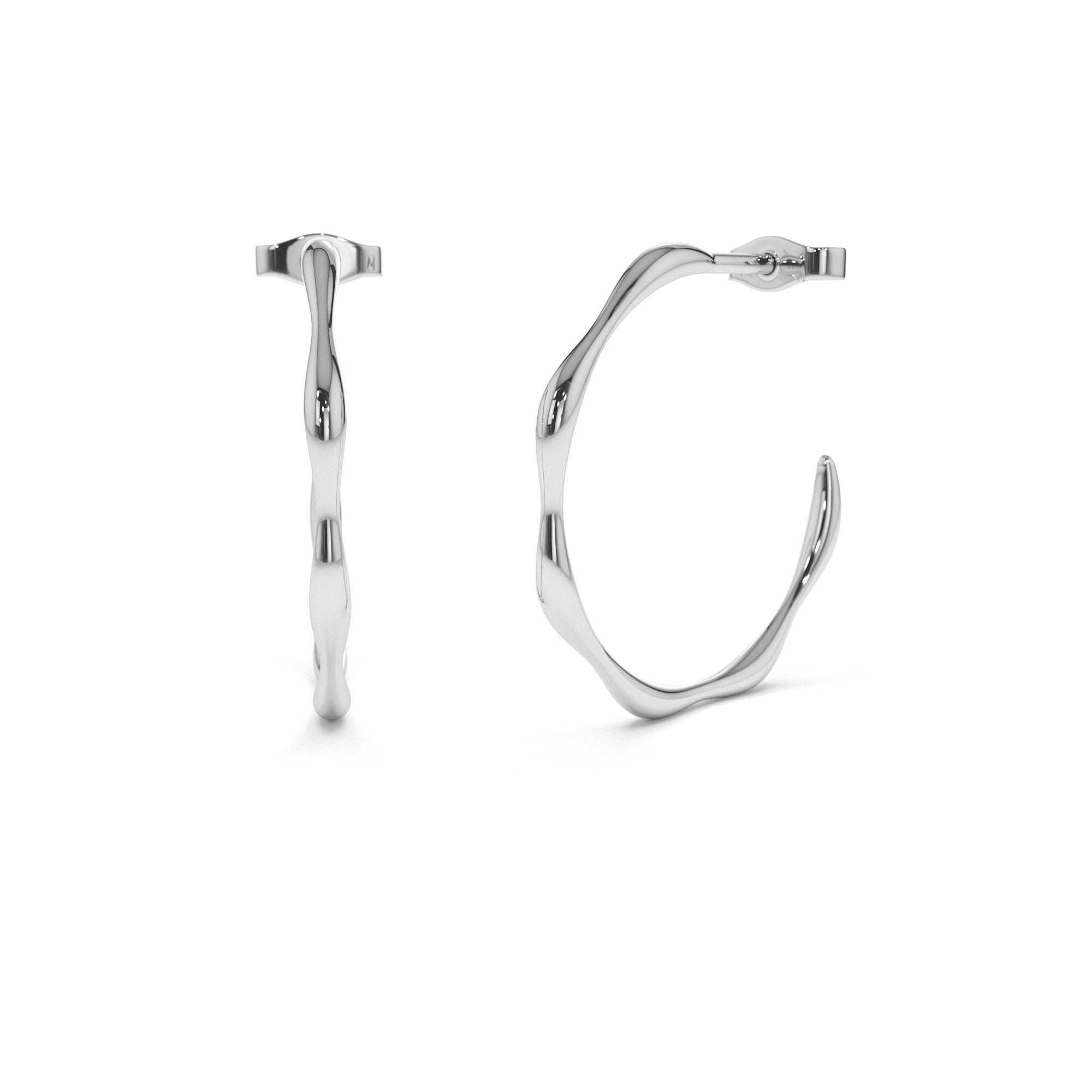 14K Large Wave Hoop Earrings - view 3