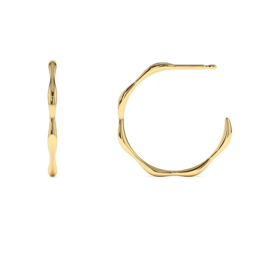 14K Large Wave Hoop Earrings - view 4