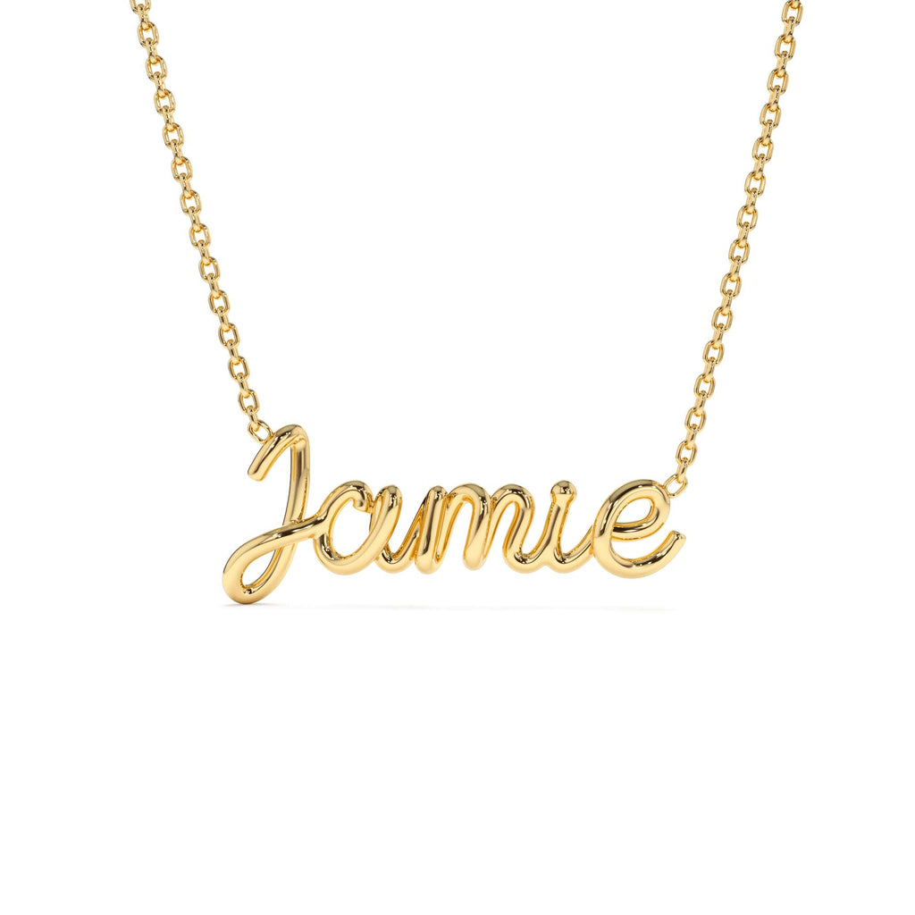 14K Wire Script Custom Name Necklace by Orlina Fine