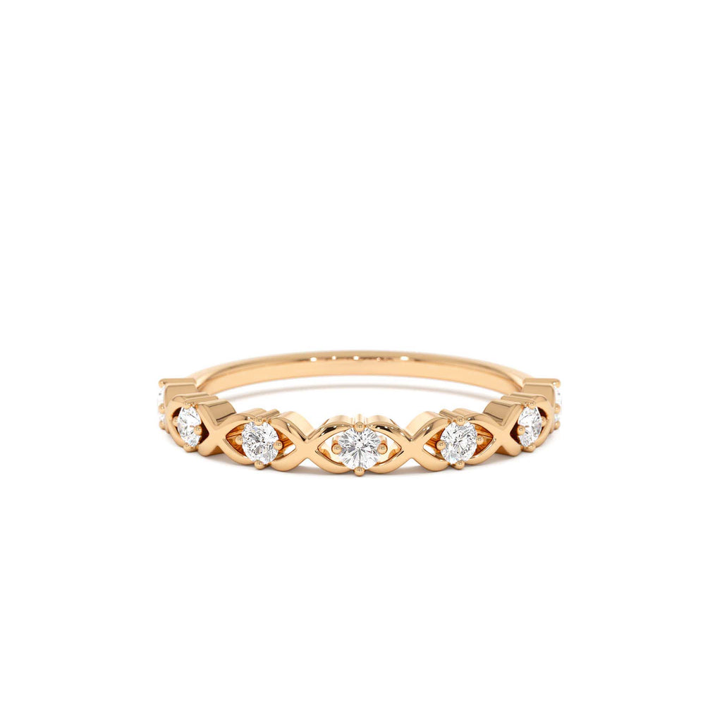 14k X O Design Diamond Wedding RIng - view 2