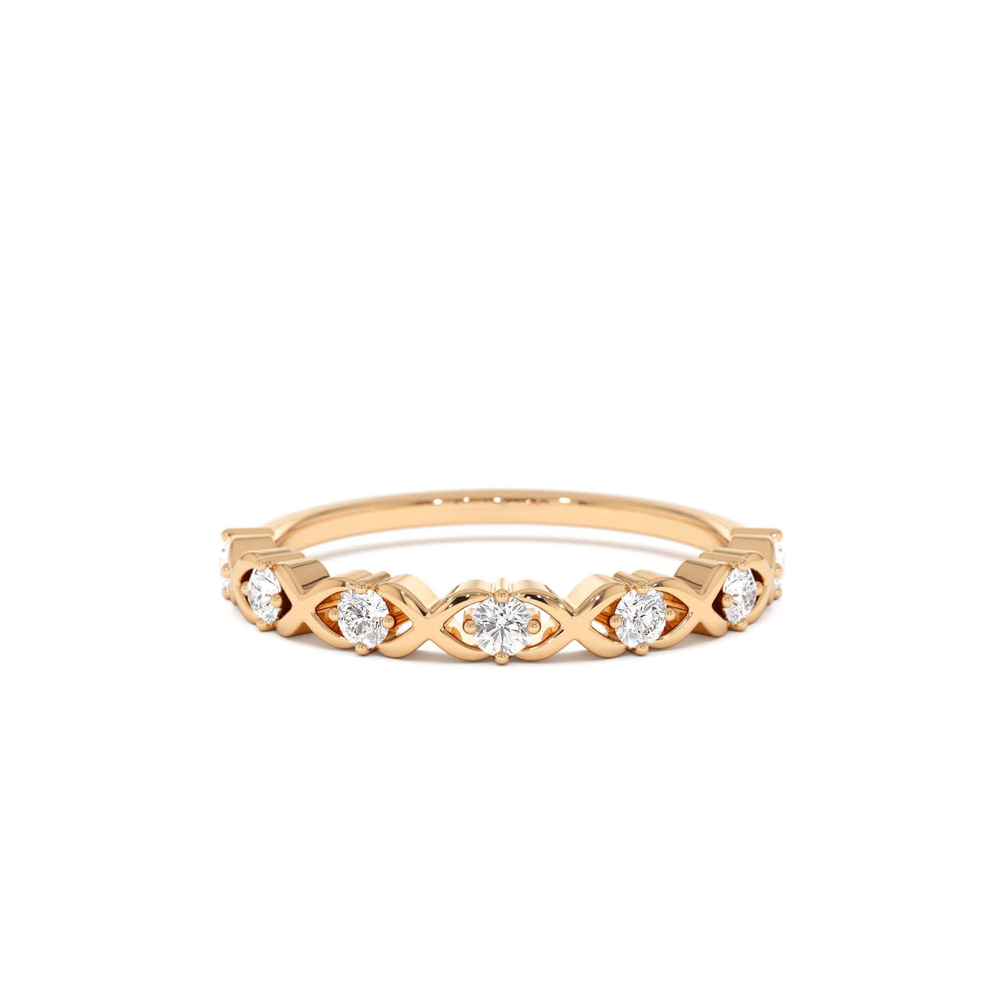 14k X O Design Diamond Wedding RIng - view 2