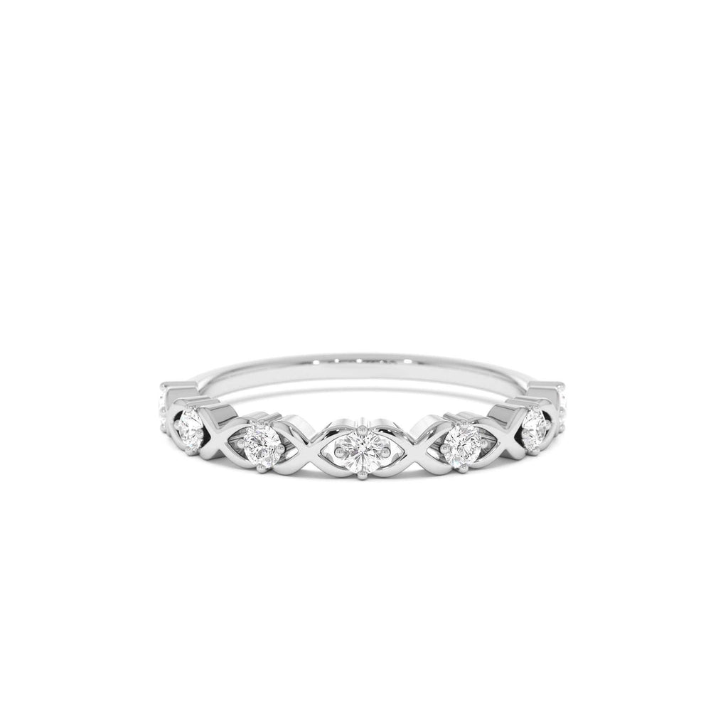 14k X O Design Diamond Wedding RIng - view 3