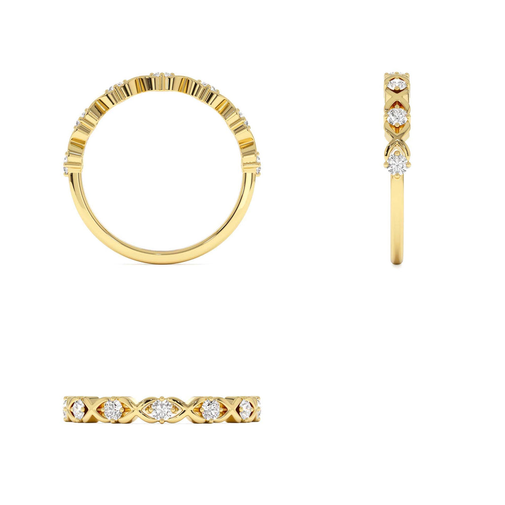 14k X O Design Diamond Wedding RIng - view 5