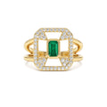 14k Art Deco Design Emerald Halo Ring by Orlina Fine