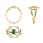 14k Art Deco Design Emerald Halo Ring - view 5