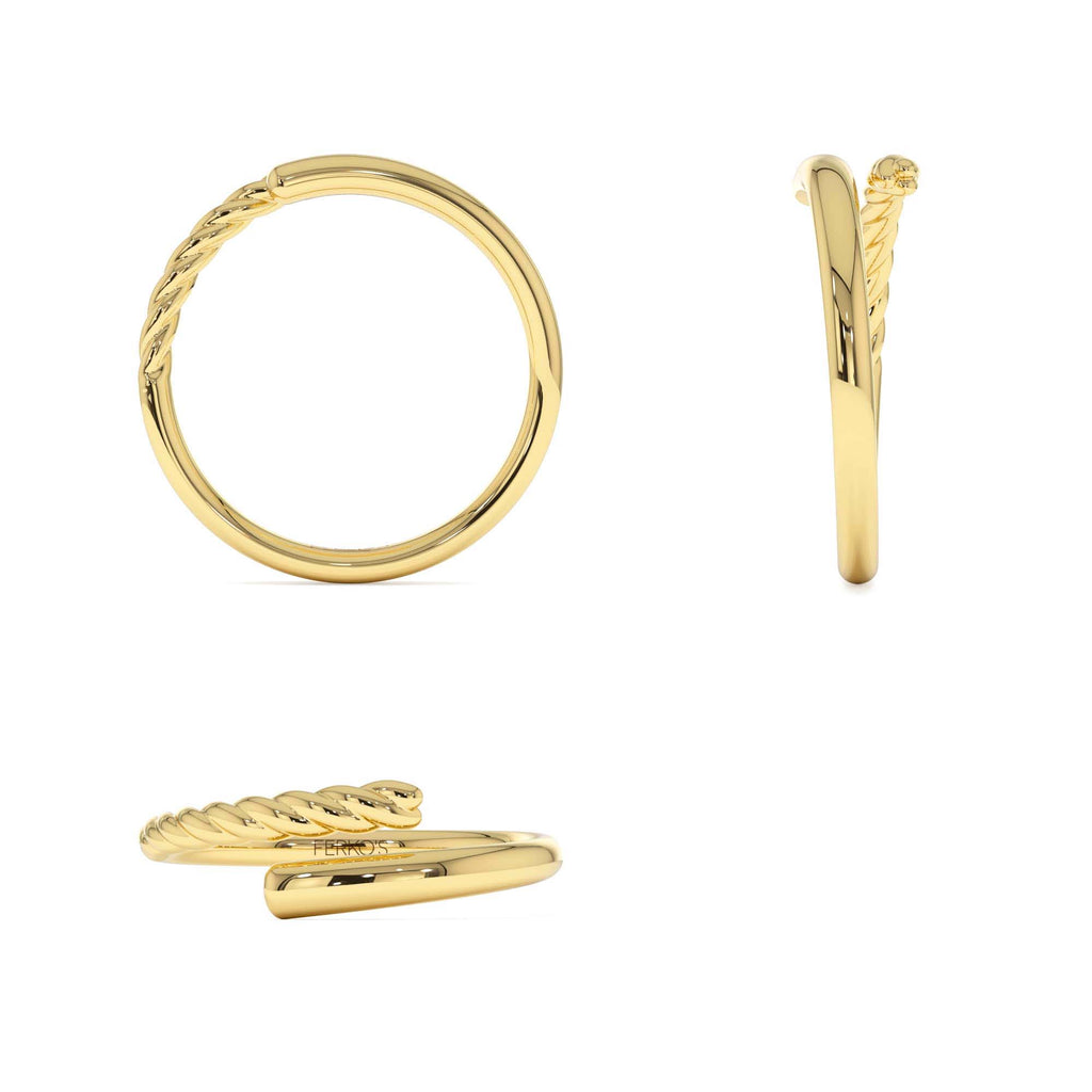 14k Open Band Twist Rope Design Ring - view 5
