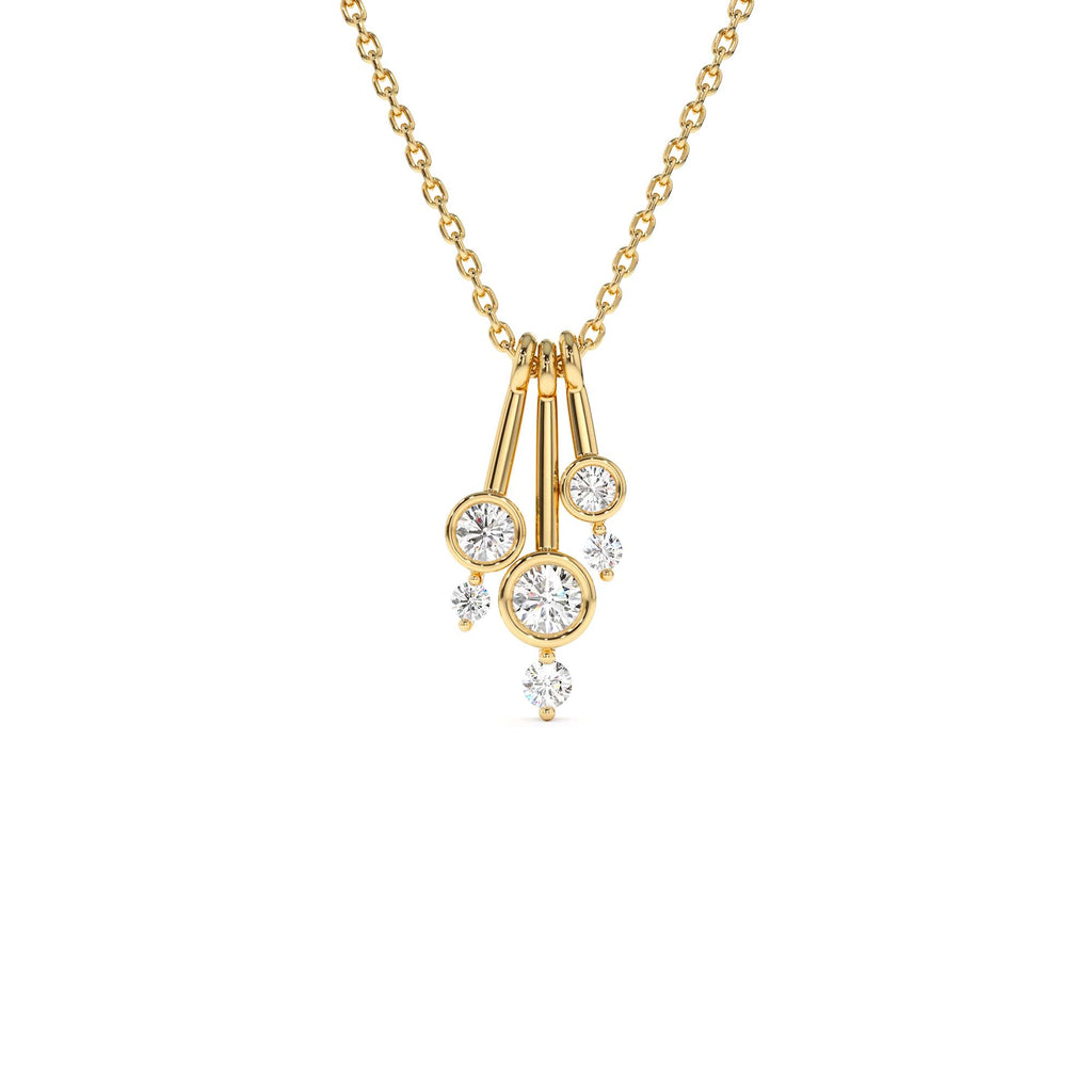 14k Multi Bezel Set Diamond Pendant by Orlina Fine