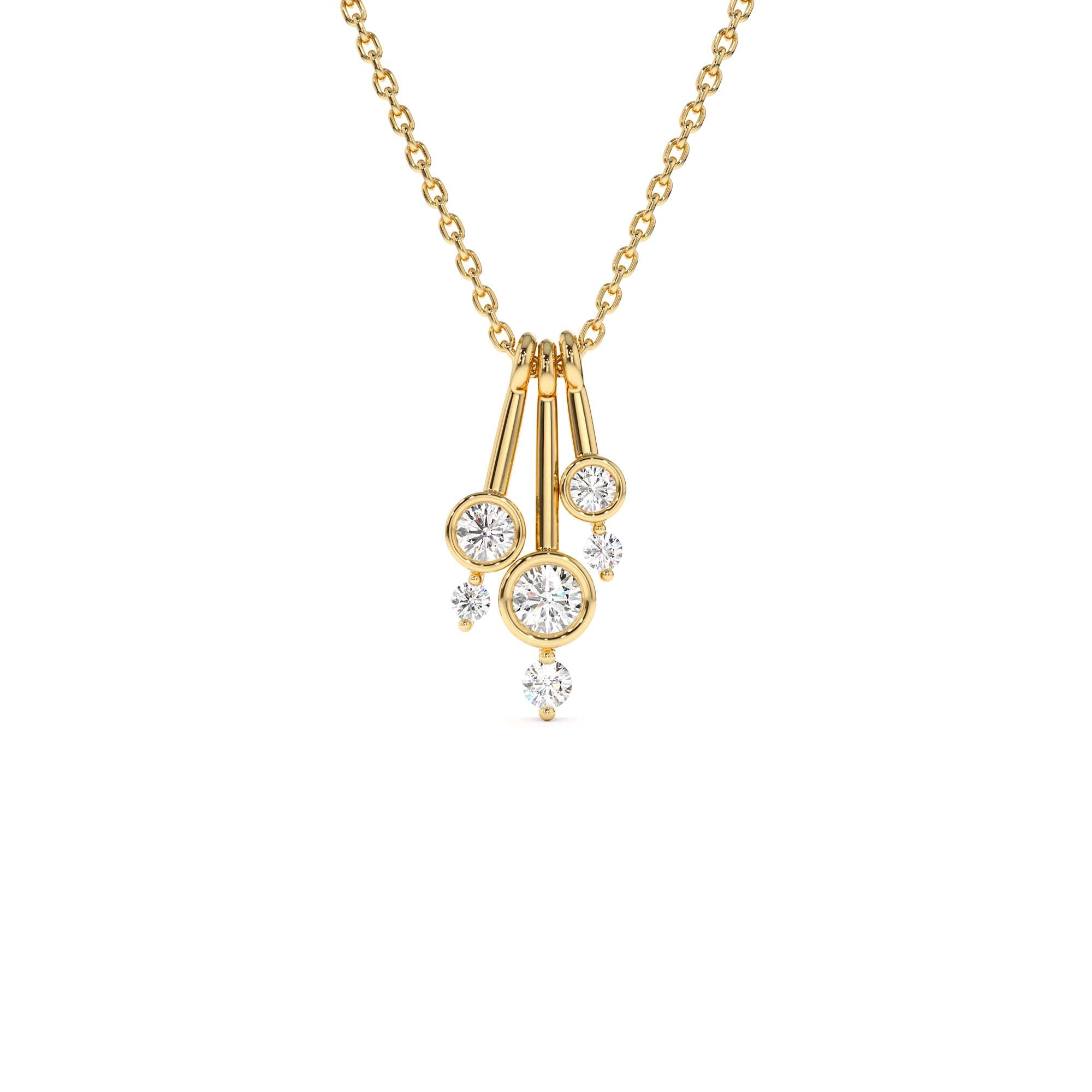14k Multi Bezel Set Diamond Pendant by Orlina Fine
