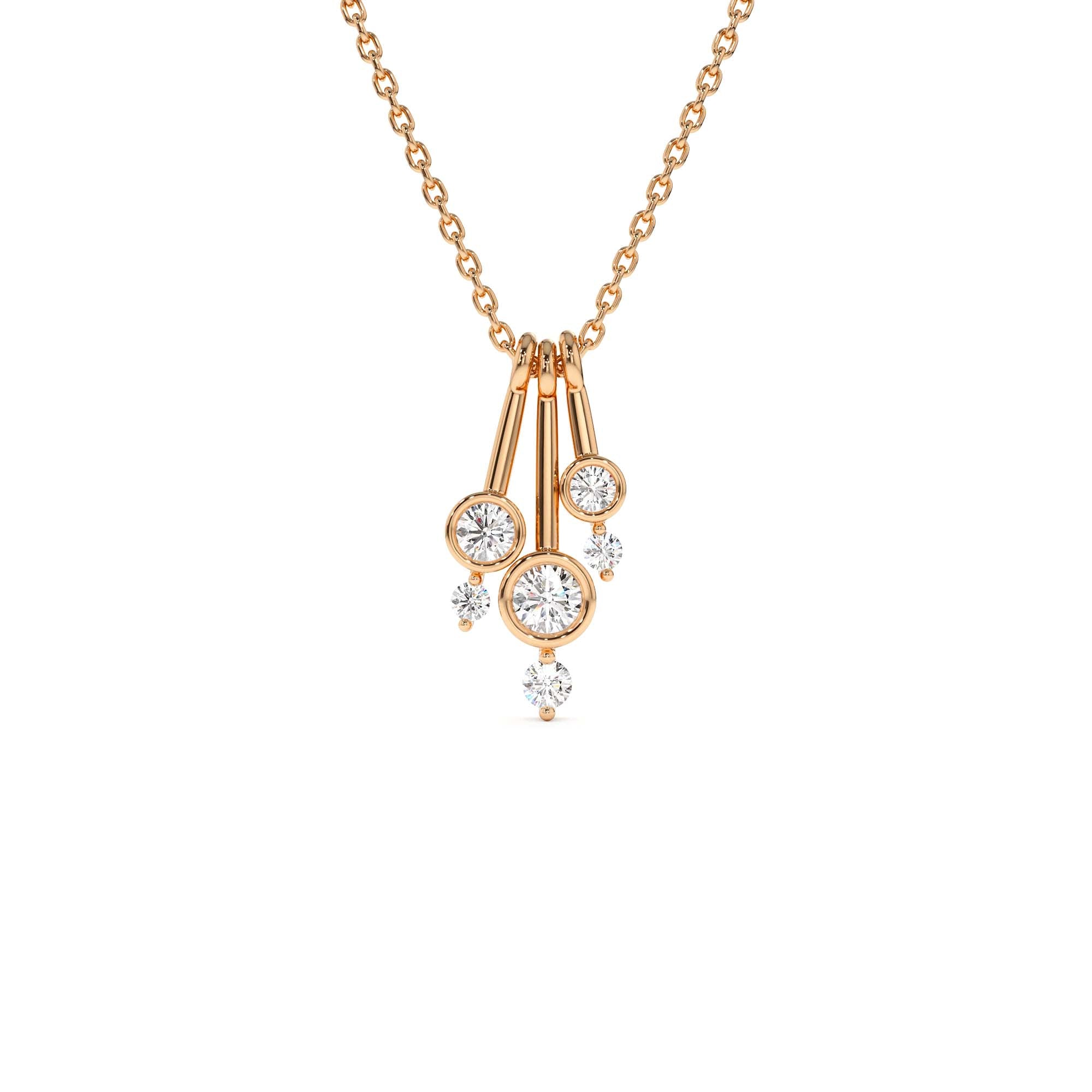 14k Multi Bezel Set Diamond Pendant - view 2