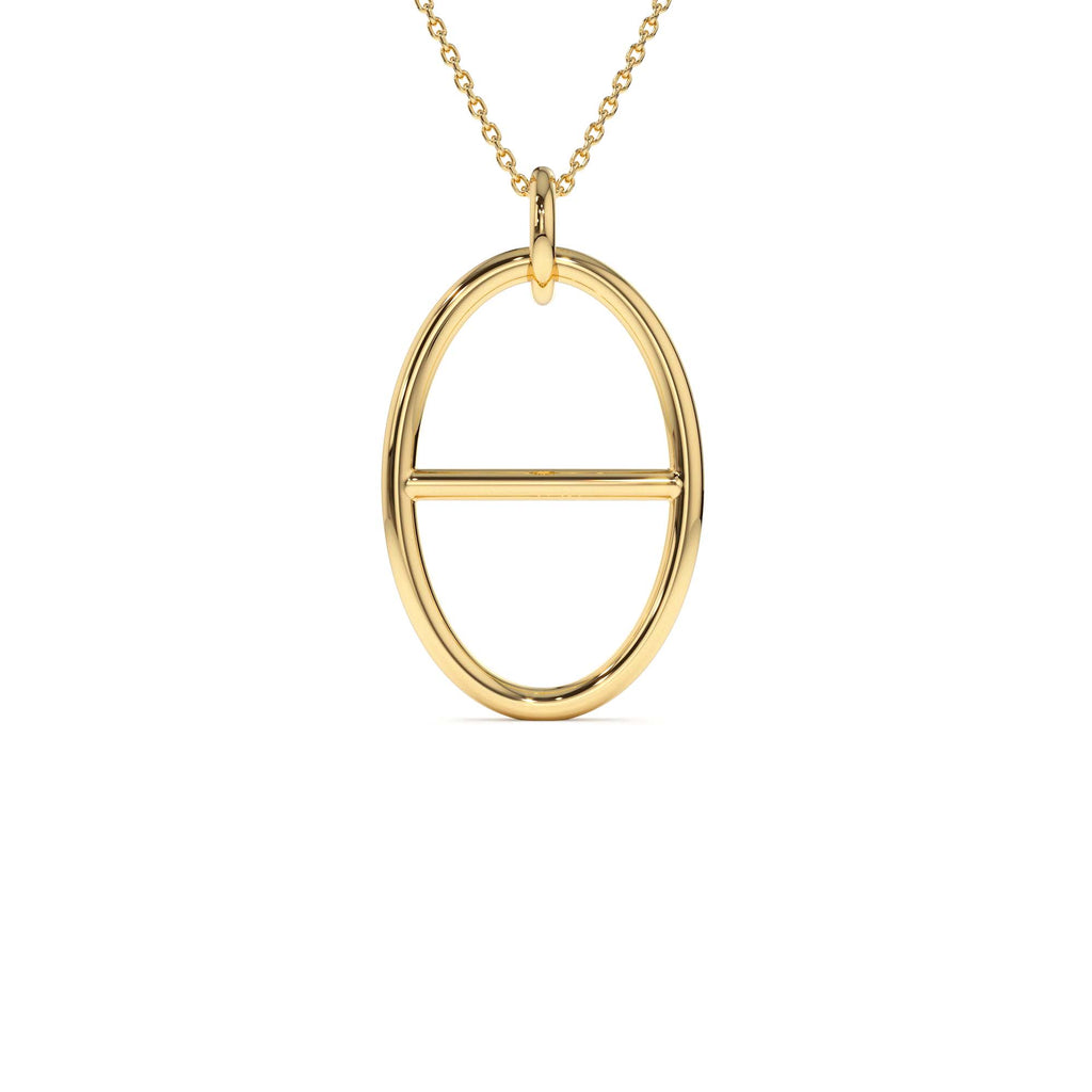 14k Minimalist Oval Pendant Necklace by Orlina Fine