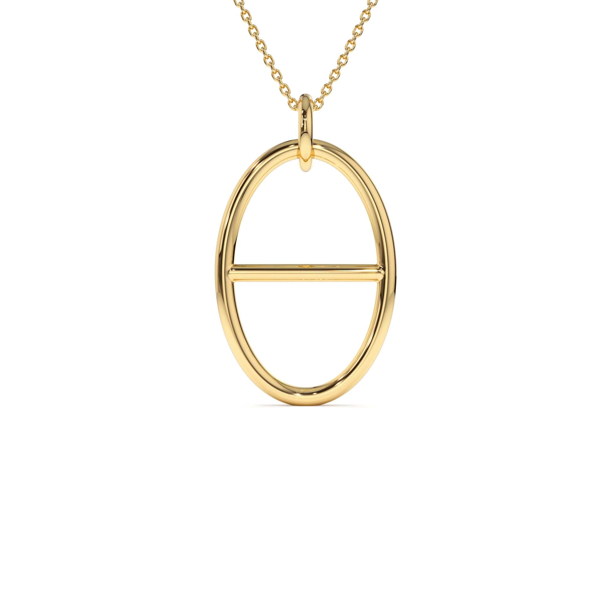 14k Minimalist Oval Pendant Necklace by Orlina Fine