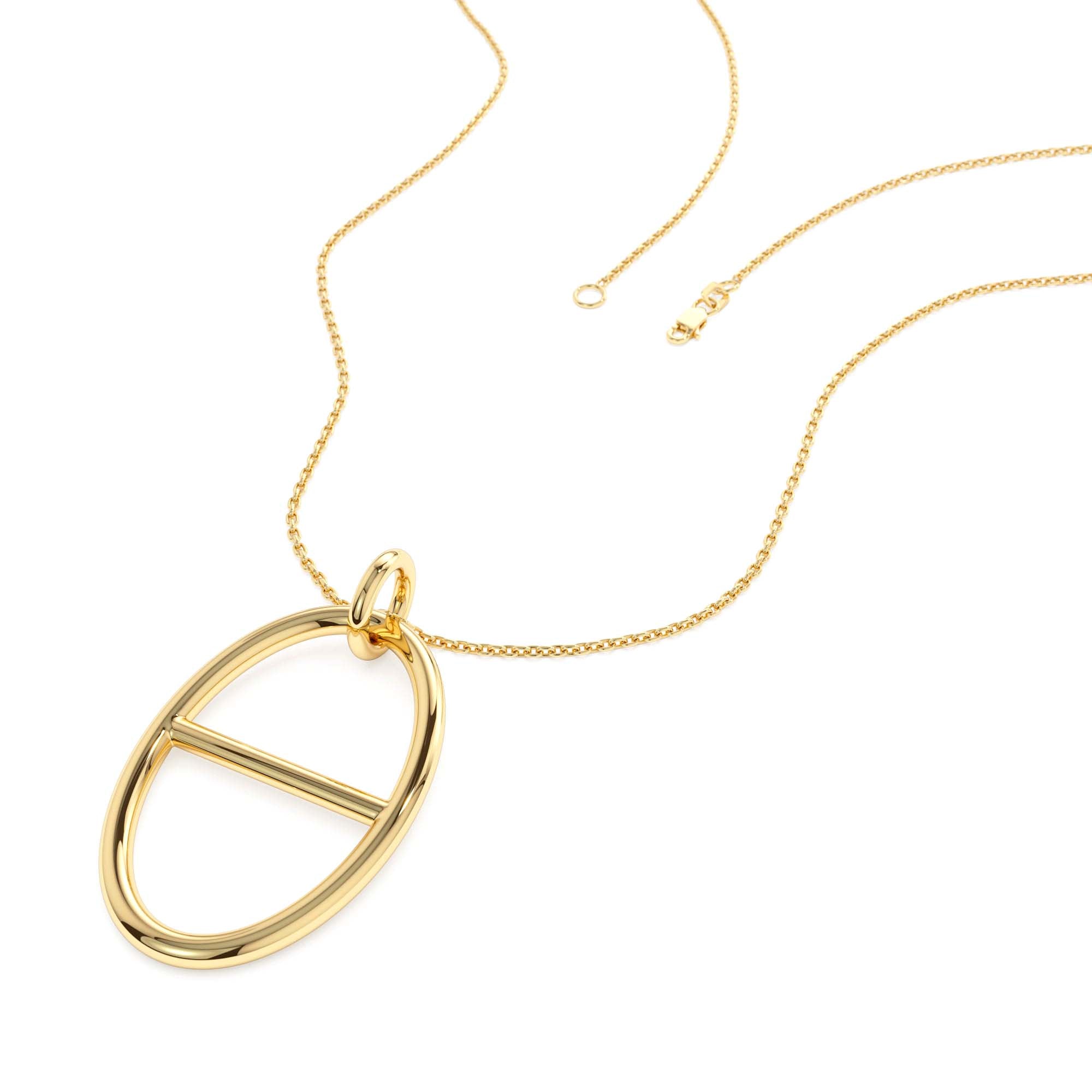 14k Minimalist Oval Pendant Necklace - view 2