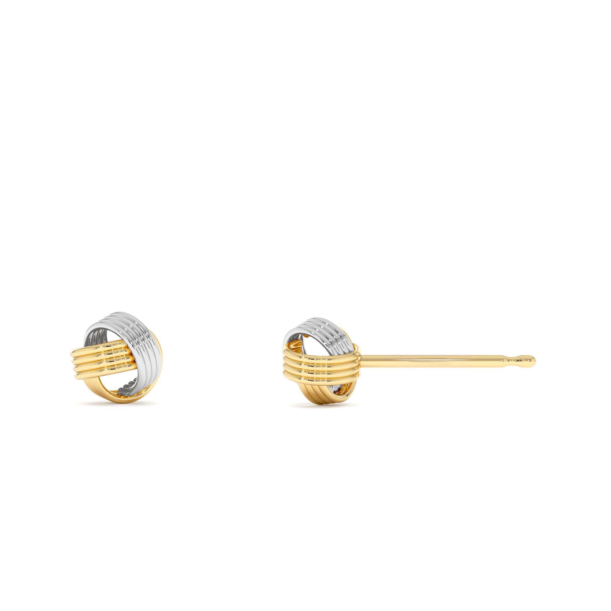 14k Two-Tone Gold Knot Earrings - view 2