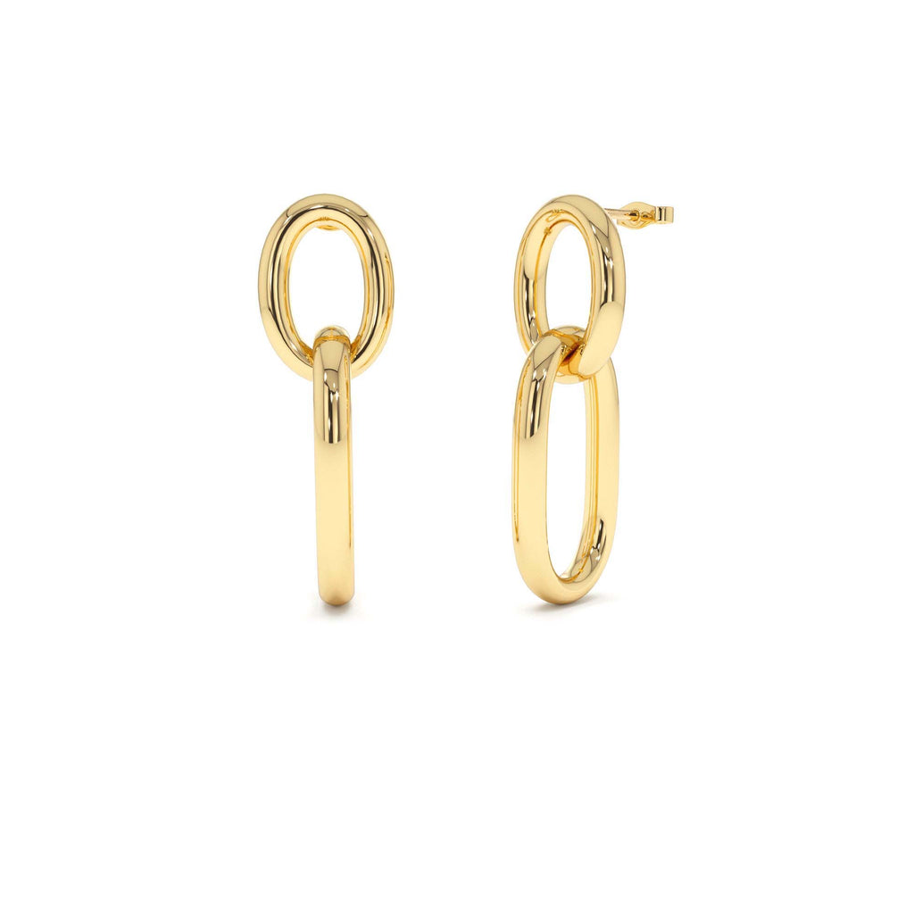 14k Double Link Dangle Earrings by Orlina Fine