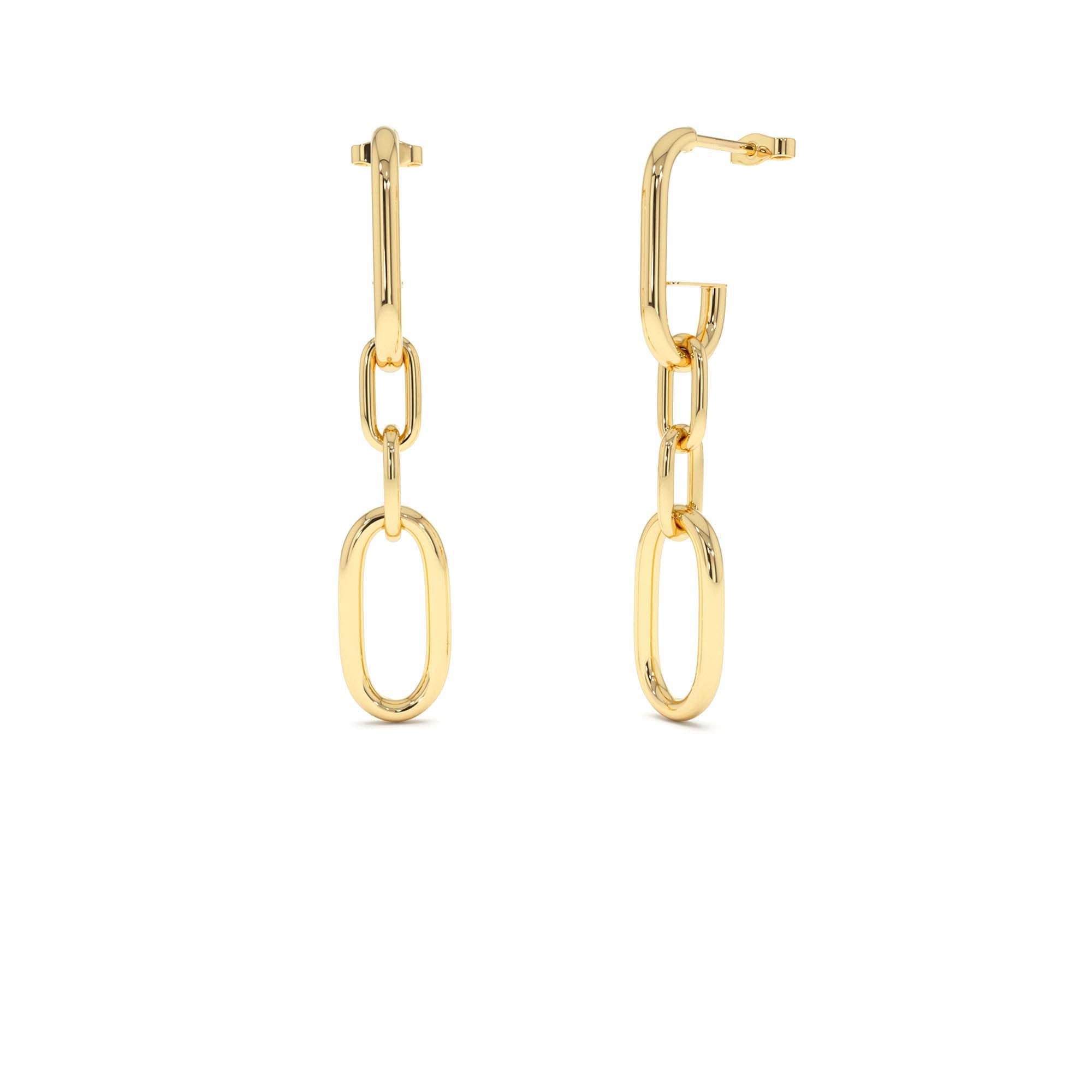 14k Dangle Link Chain Earrings by Orlina Fine