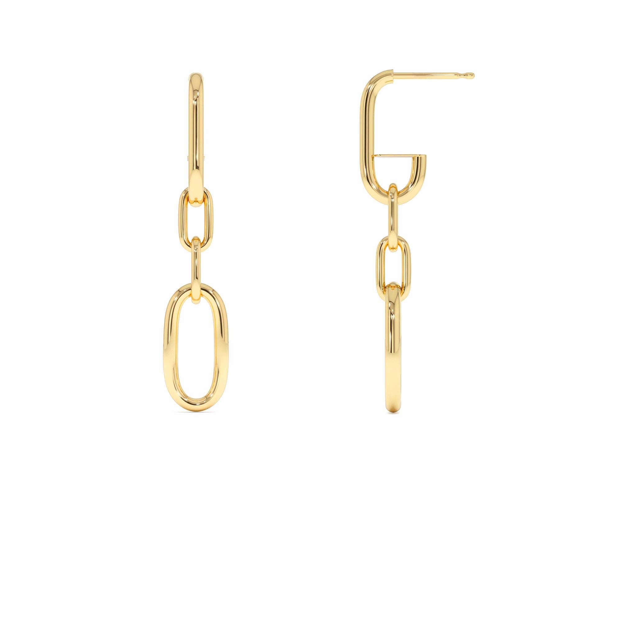 14k Dangle Link Chain Earrings - view 2