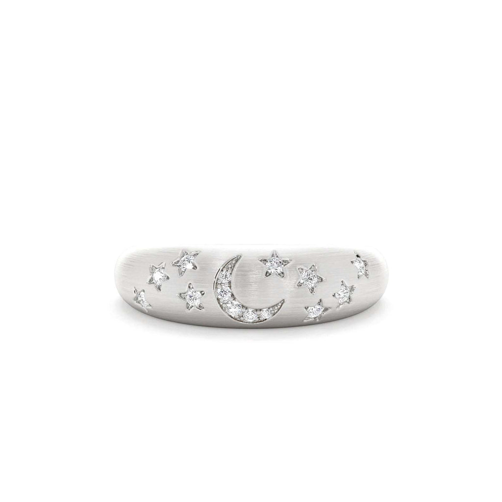 14k Matte Finish Celestial Diamond Ring - view 3