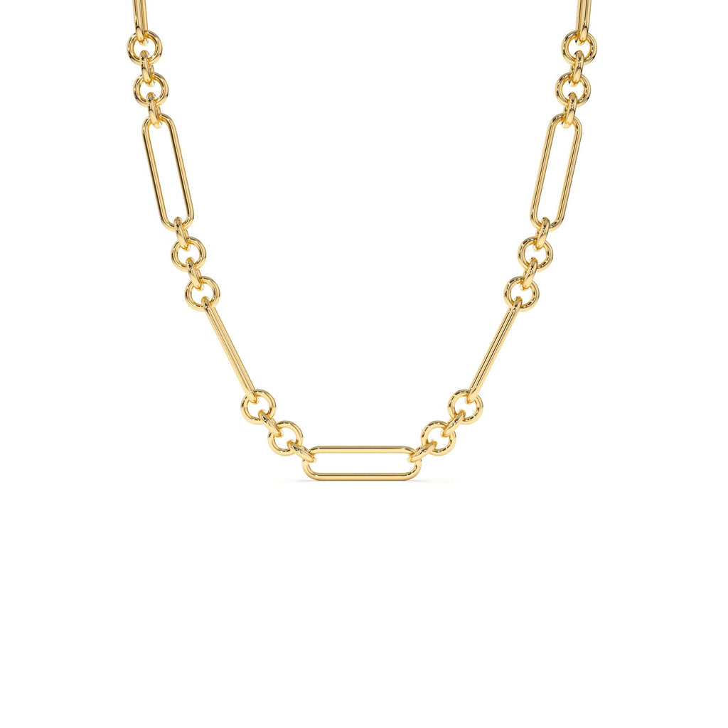 14k Mixed Link Paperclip Bolo Chain Necklace by Orlina Fine