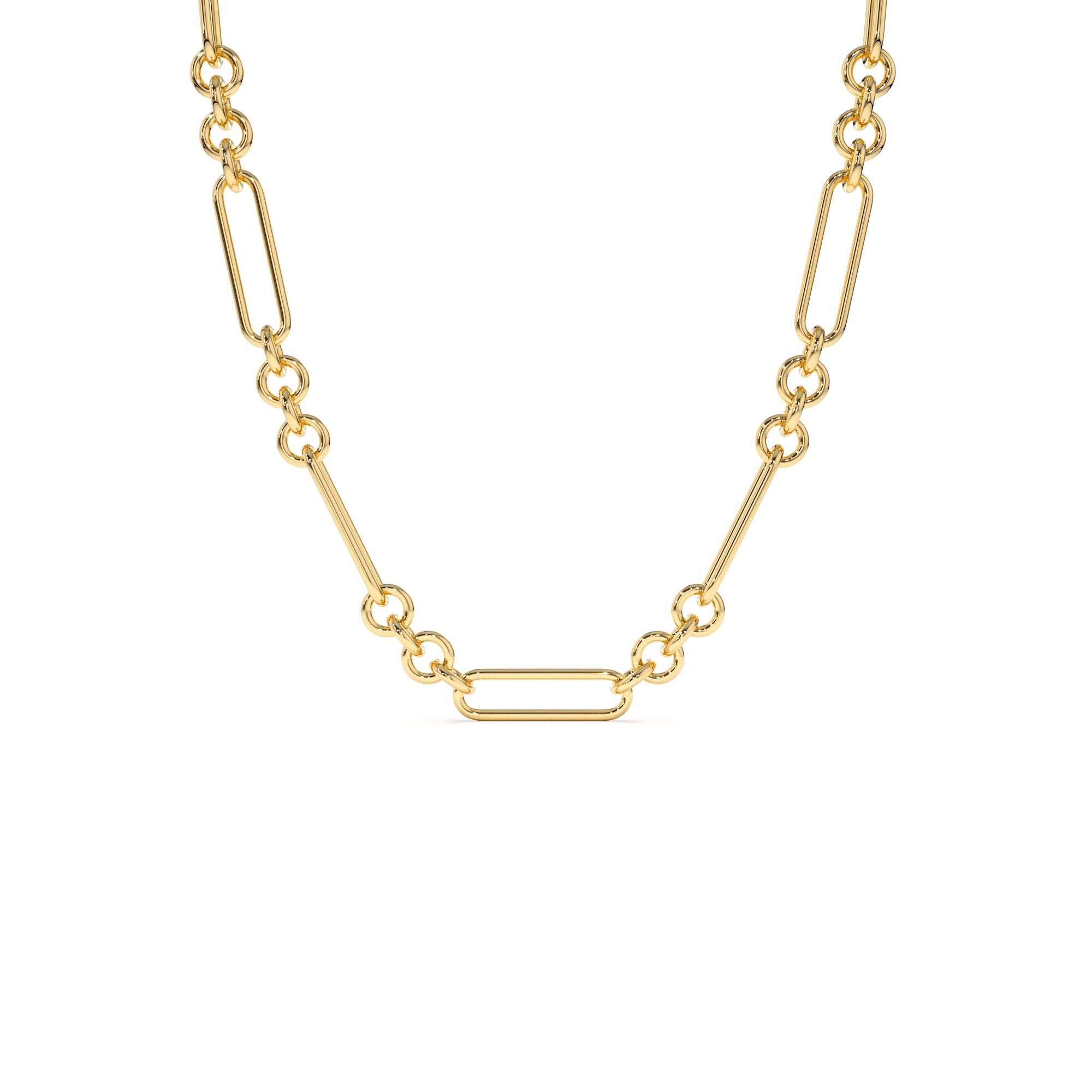 14k Mixed Link Paperclip Bolo Chain Necklace by Orlina Fine