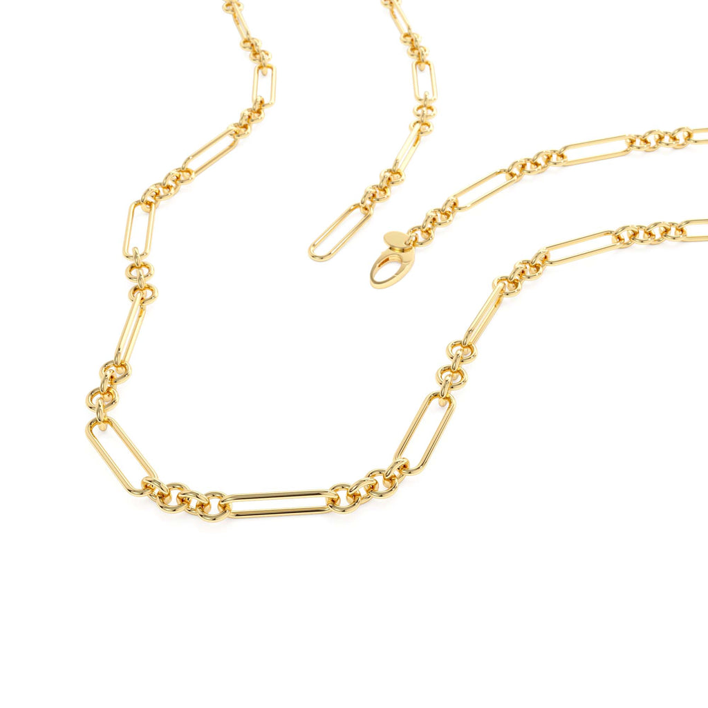 14k Mixed Link Paperclip Bolo Chain Necklace - view 2