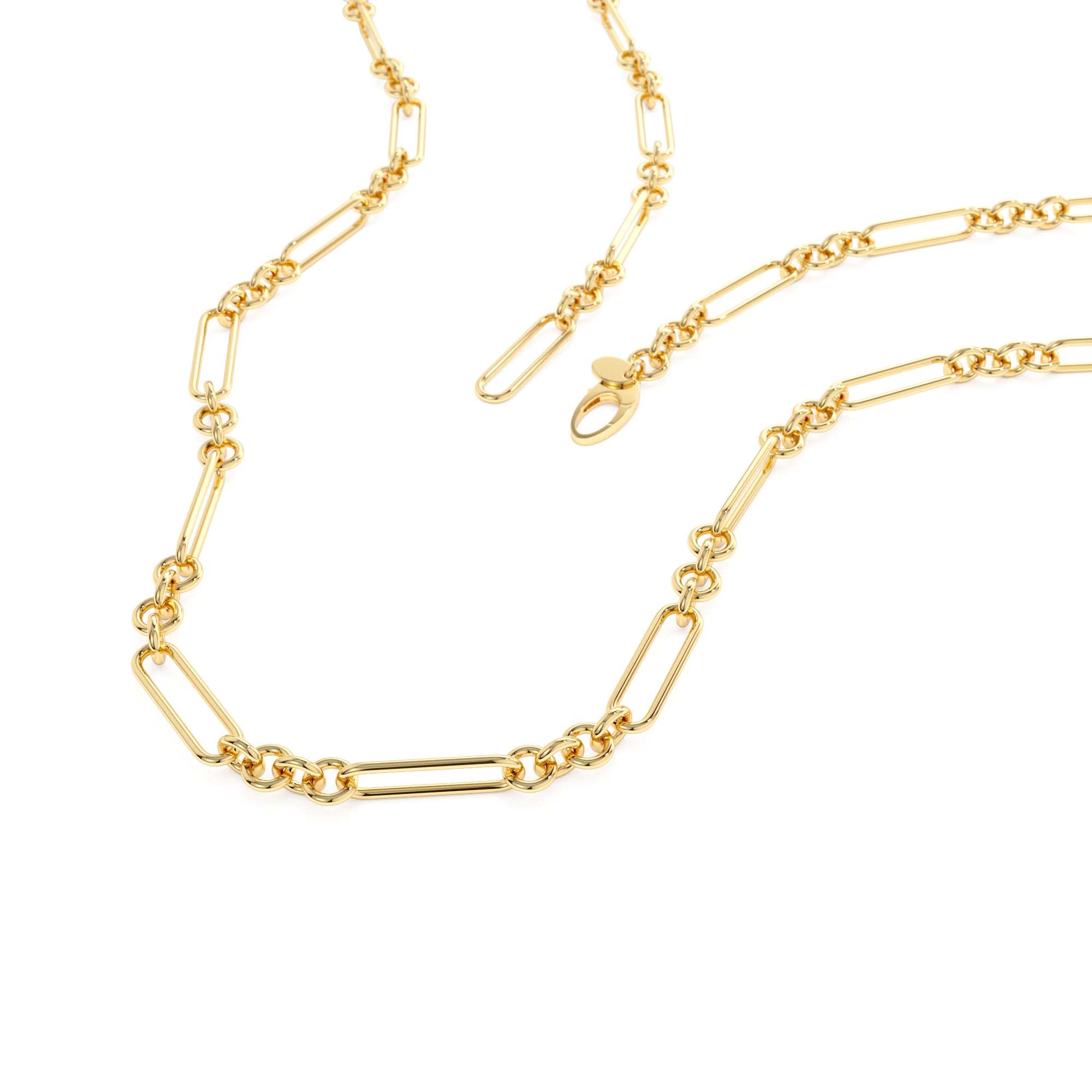 14k Mixed Link Paperclip Bolo Chain Necklace - view 2